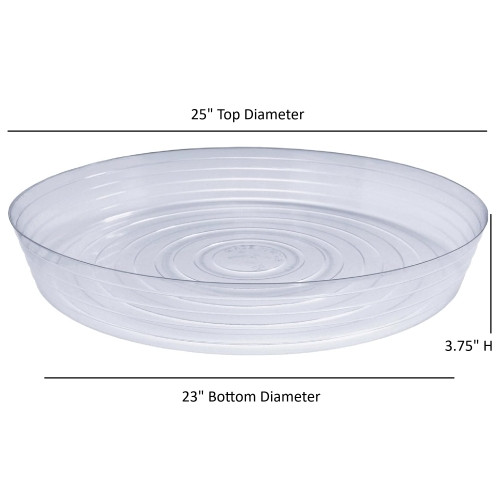 Curtis Wagner Plastics Vinyl Plant Saucer — Air-Flow Bottom Design, Clear — 25”