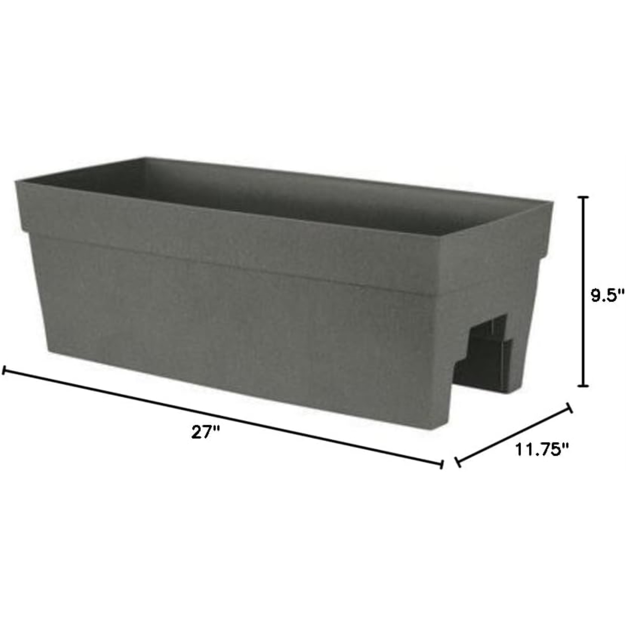 DCN Plastic Self-Watering Harmony Rail Planter, Slate 27"