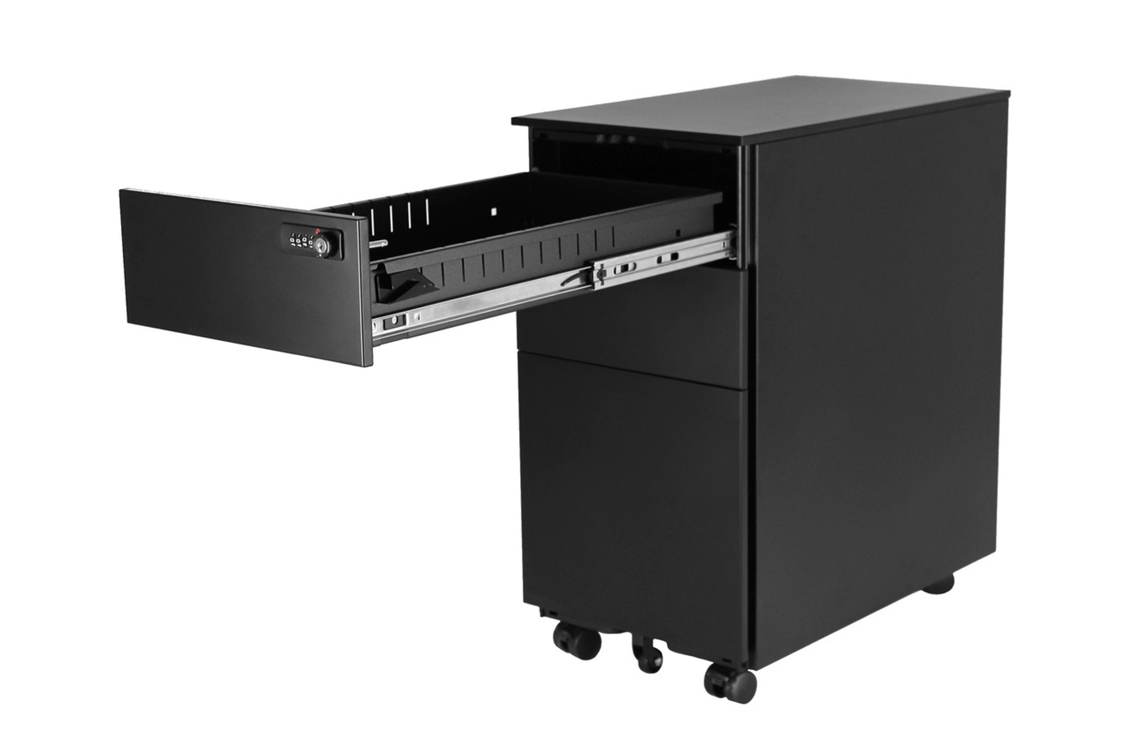 Home Office Steel Under Desk 3 Drawer File Cabinet, Assembled, Black