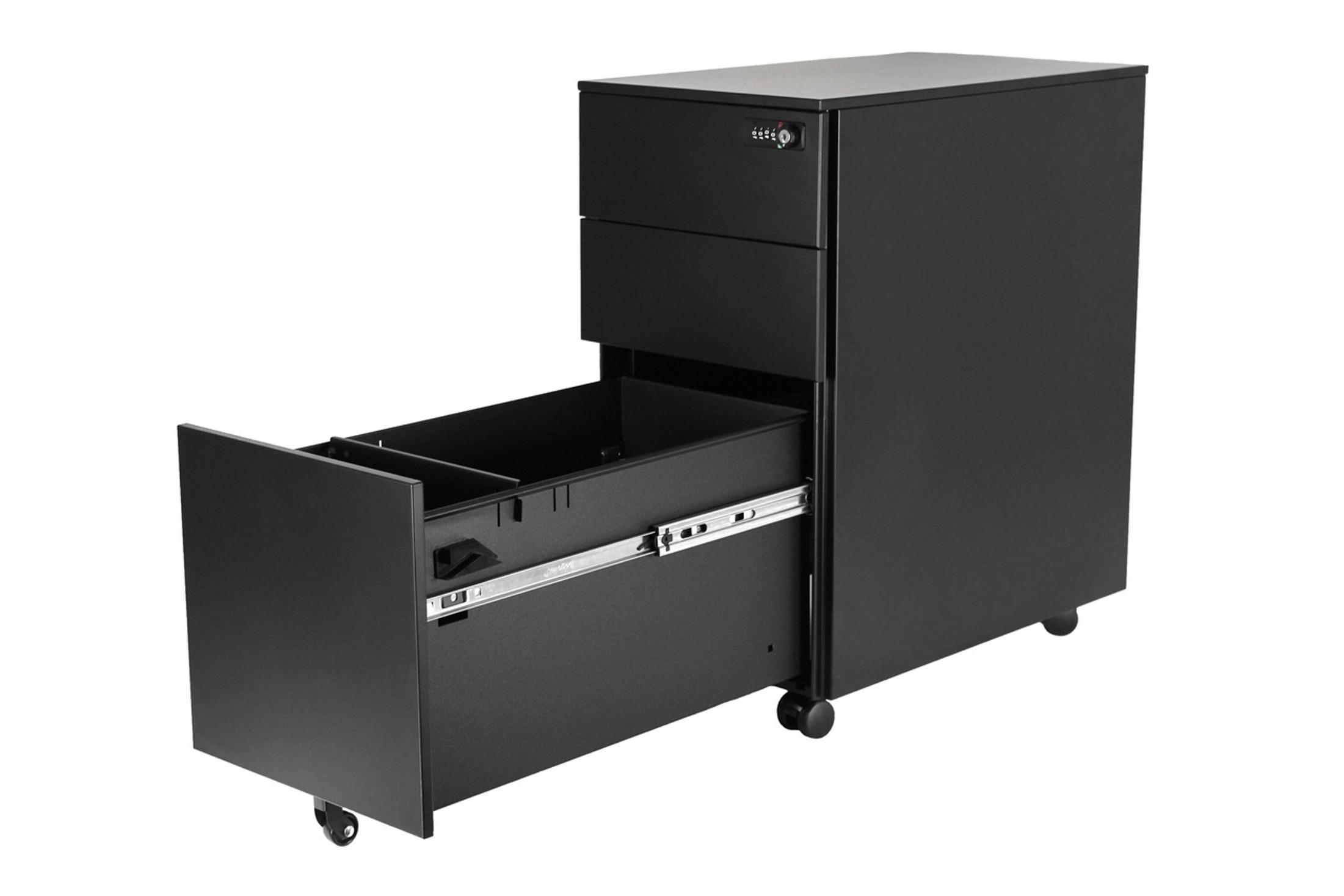 Home Office Steel Under Desk 3 Drawer File Cabinet, Assembled, Black