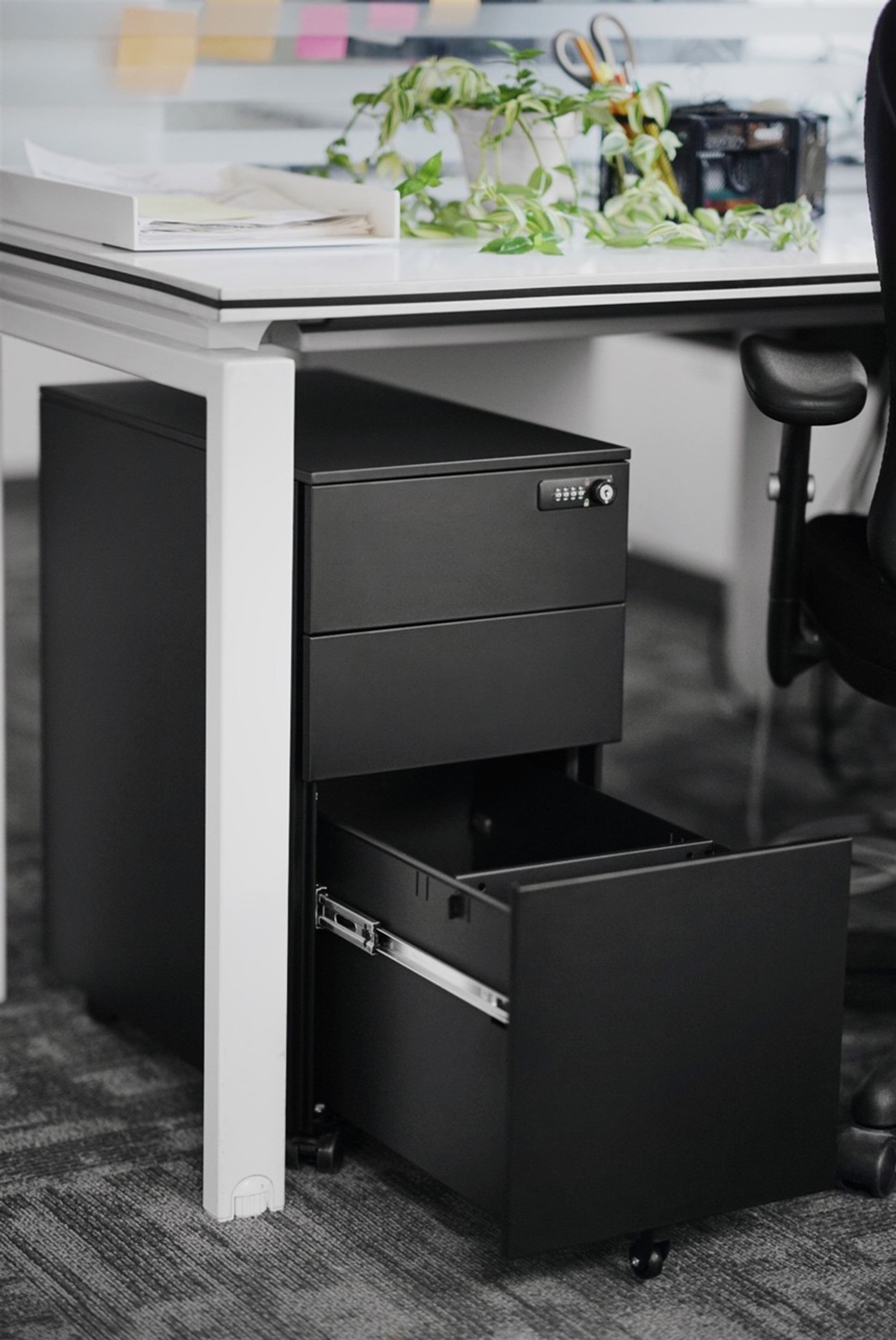 Home Office Steel Under Desk 3 Drawer File Cabinet, Assembled, Black