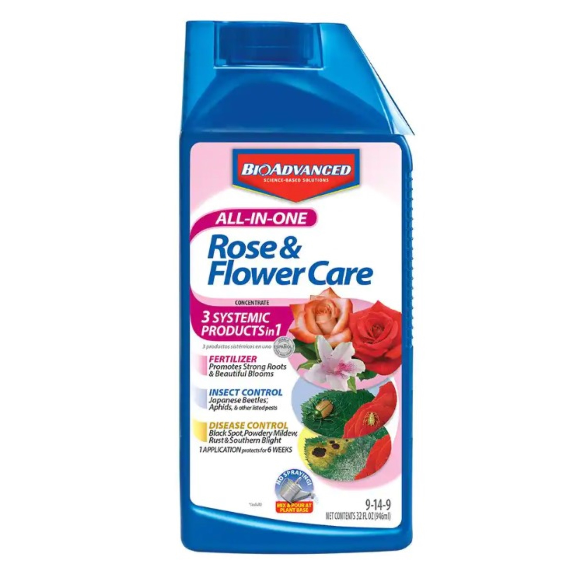 BioAdvanced 9-14-9 All-In-One Rose and Flower Care Concentrate - Imidacloprid, 32oz