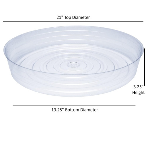 Curtis Wagner Plastics Vinyl Plant Saucer — Air-Flow Bottom Design, Clear — 21”