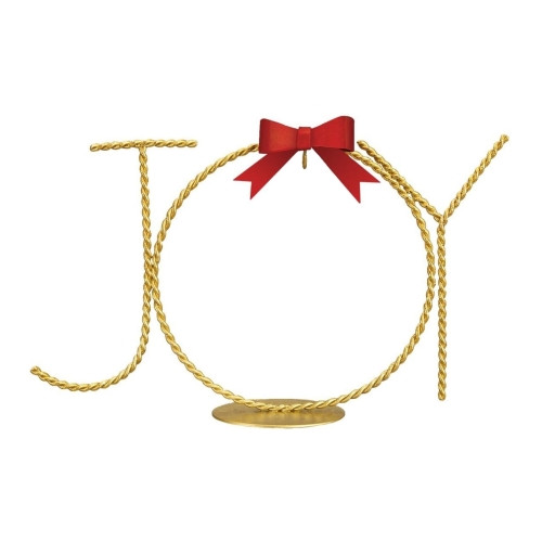 Old World Christmas Twisted Metal Single Ornament Stand, JOY with Red Bow, 6"H