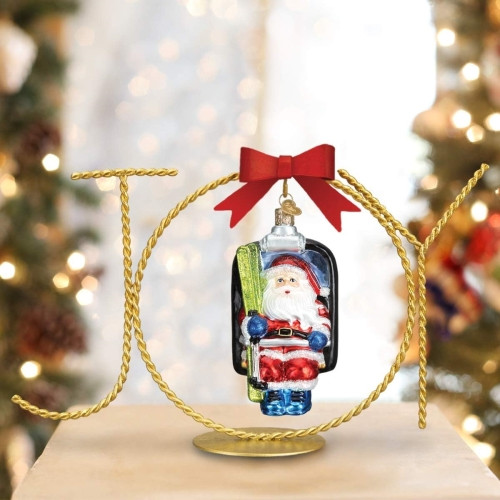Old World Christmas Twisted Metal Single Ornament Stand, JOY, Gold, 6in