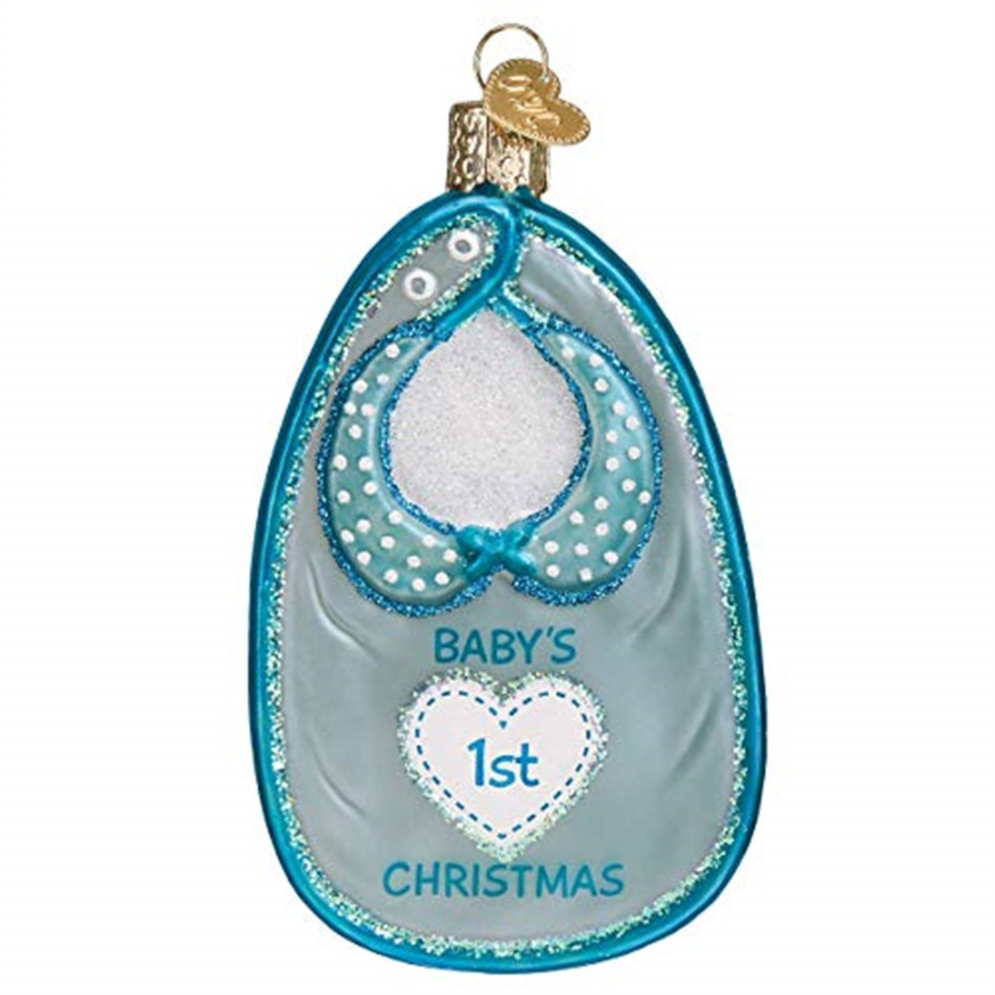 Old World Christmas Blown Glass Ornament for Christmas Tree, Blue Baby Bib