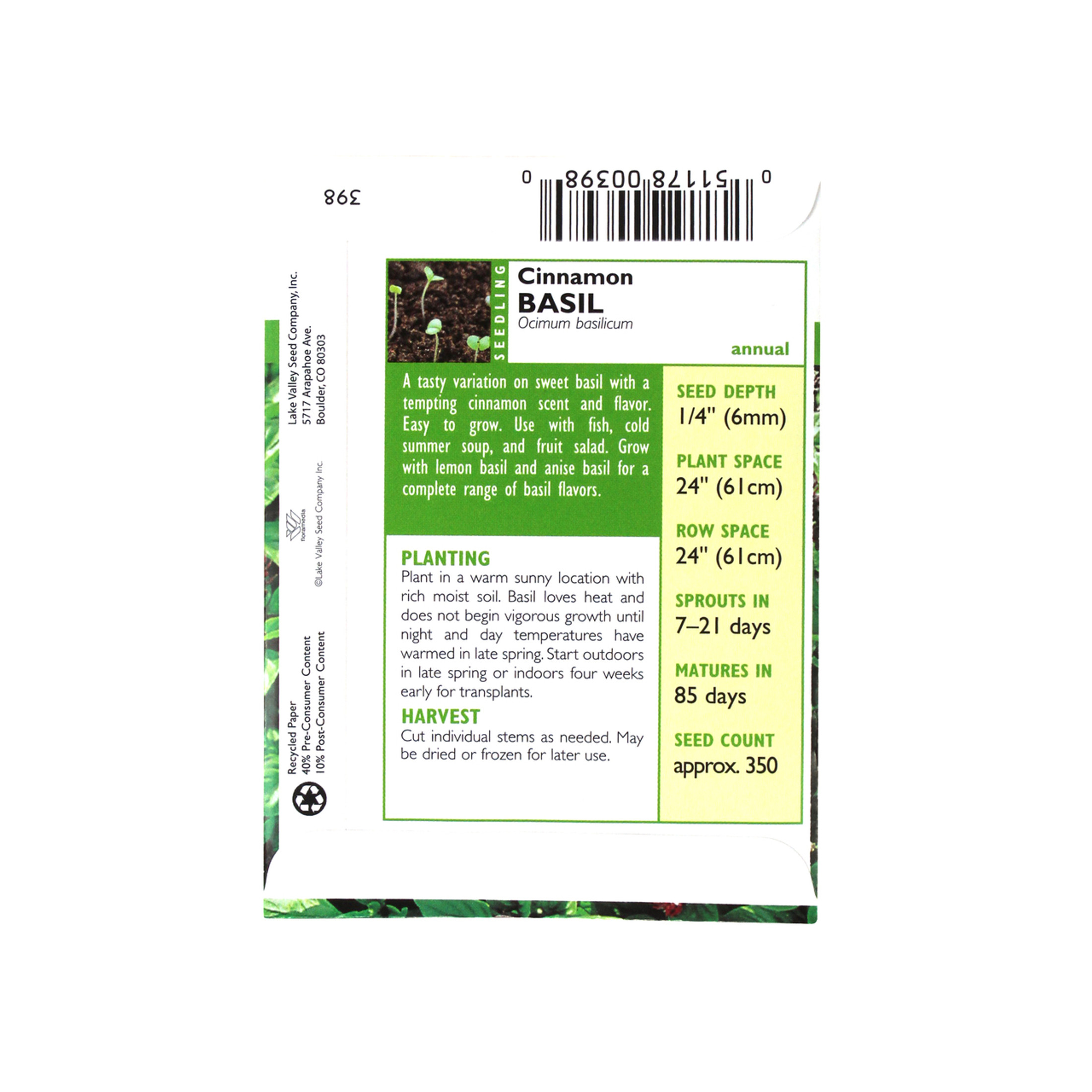 Lake Valley Seed Cinnamon Basil
