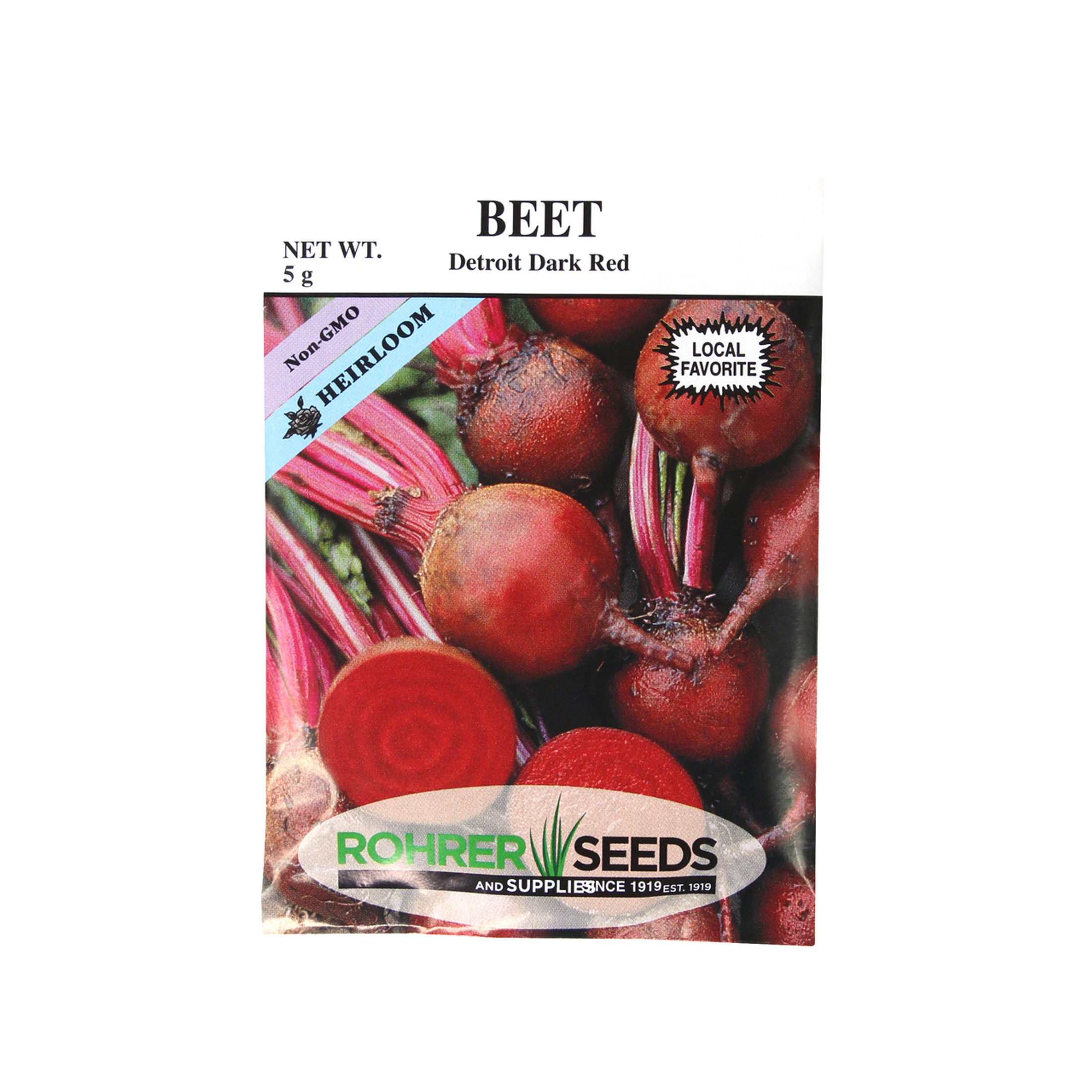 Rohrer Seeds Beet, Detroit Dark Red Heirloom, 5g, Approx 350 Seeds/Packet