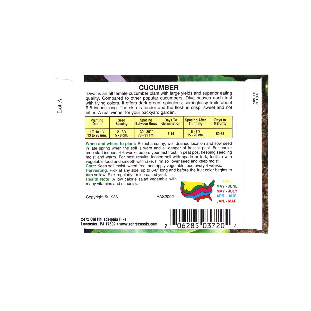 Rohrer Seeds Cucumber, Early Green Cluster Heirloom, Approx 100 Seeds/Packet