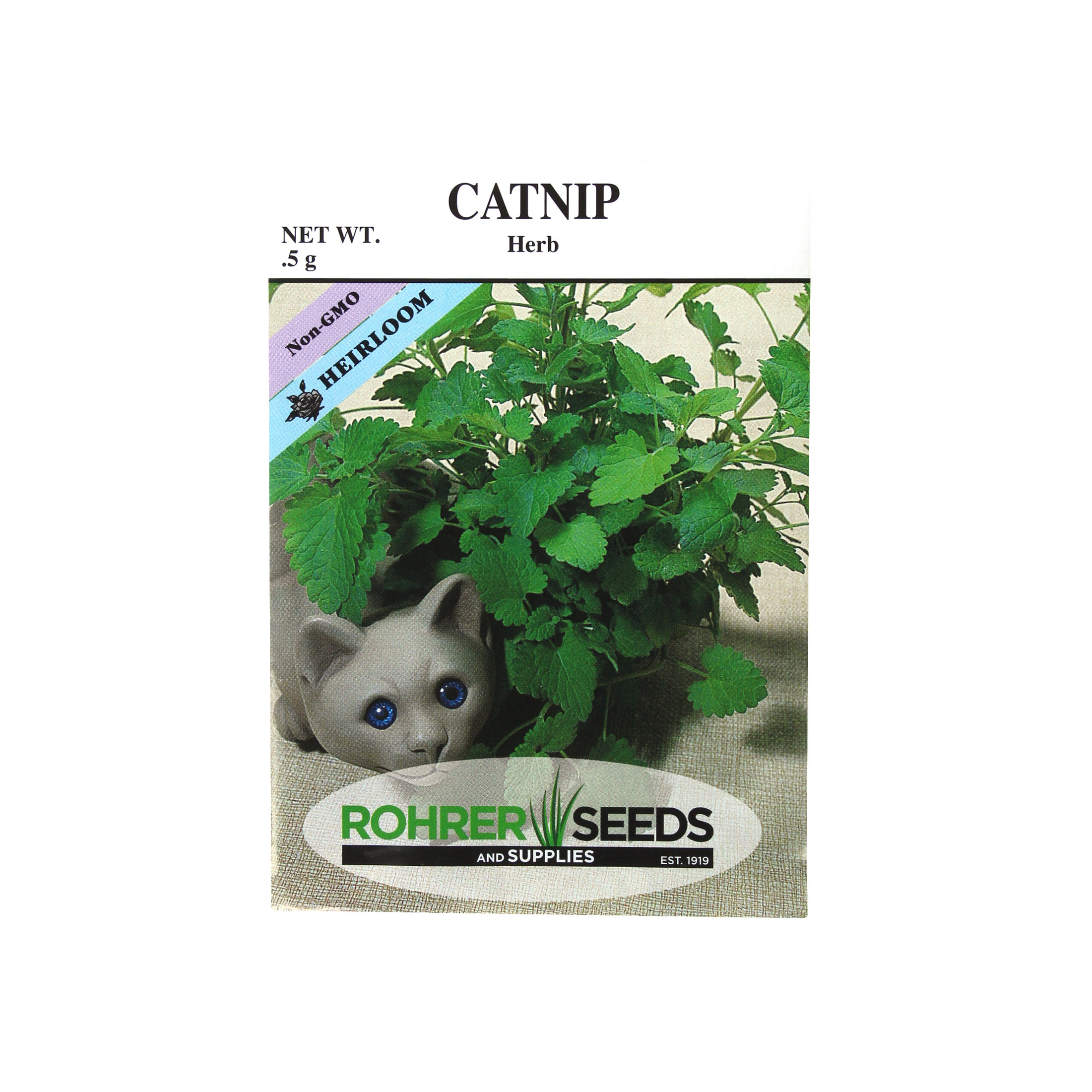 Rohrer Seeds Catnip, Herb Heirloom, 0.5g, Approx 800 Seeds/Packet