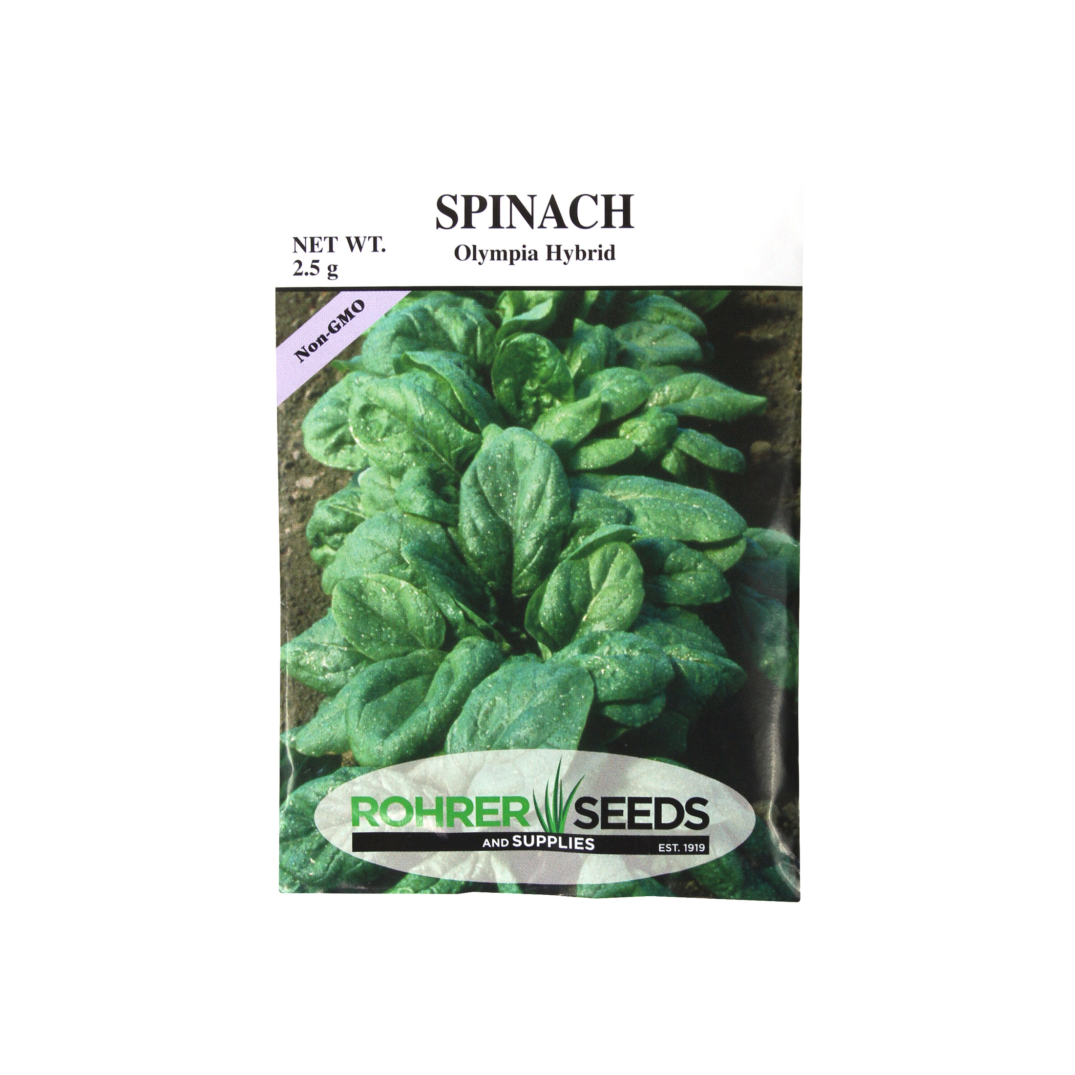 Rohrer Seeds Spinach, Olympia Hybrid, 2.5g, Approx 200 Seeds/Packet