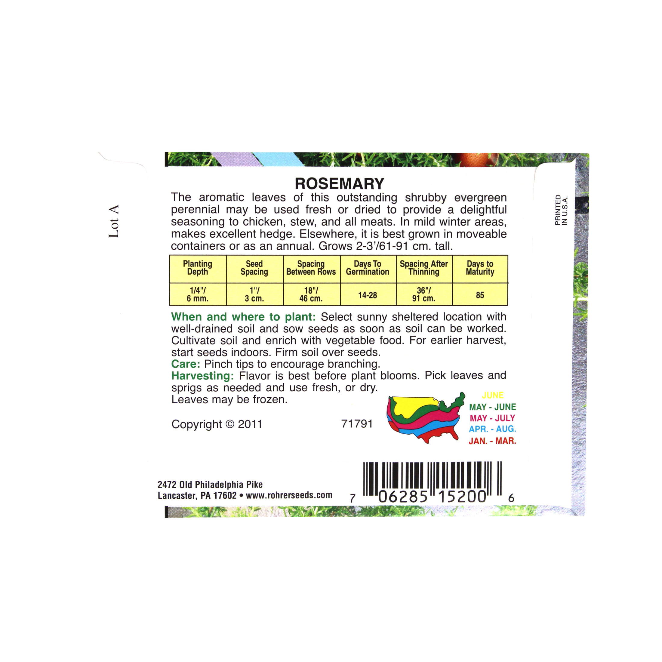 Rohrer Seeds Non-GMO Heirloom Rosemary, 150mg, Approx 70 Seeds/Packet