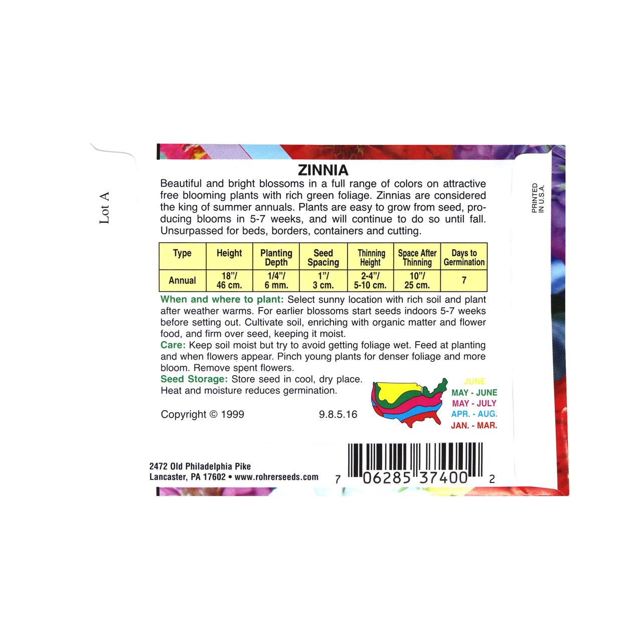 Rohrer Seeds Cut and Come Again Zinnia