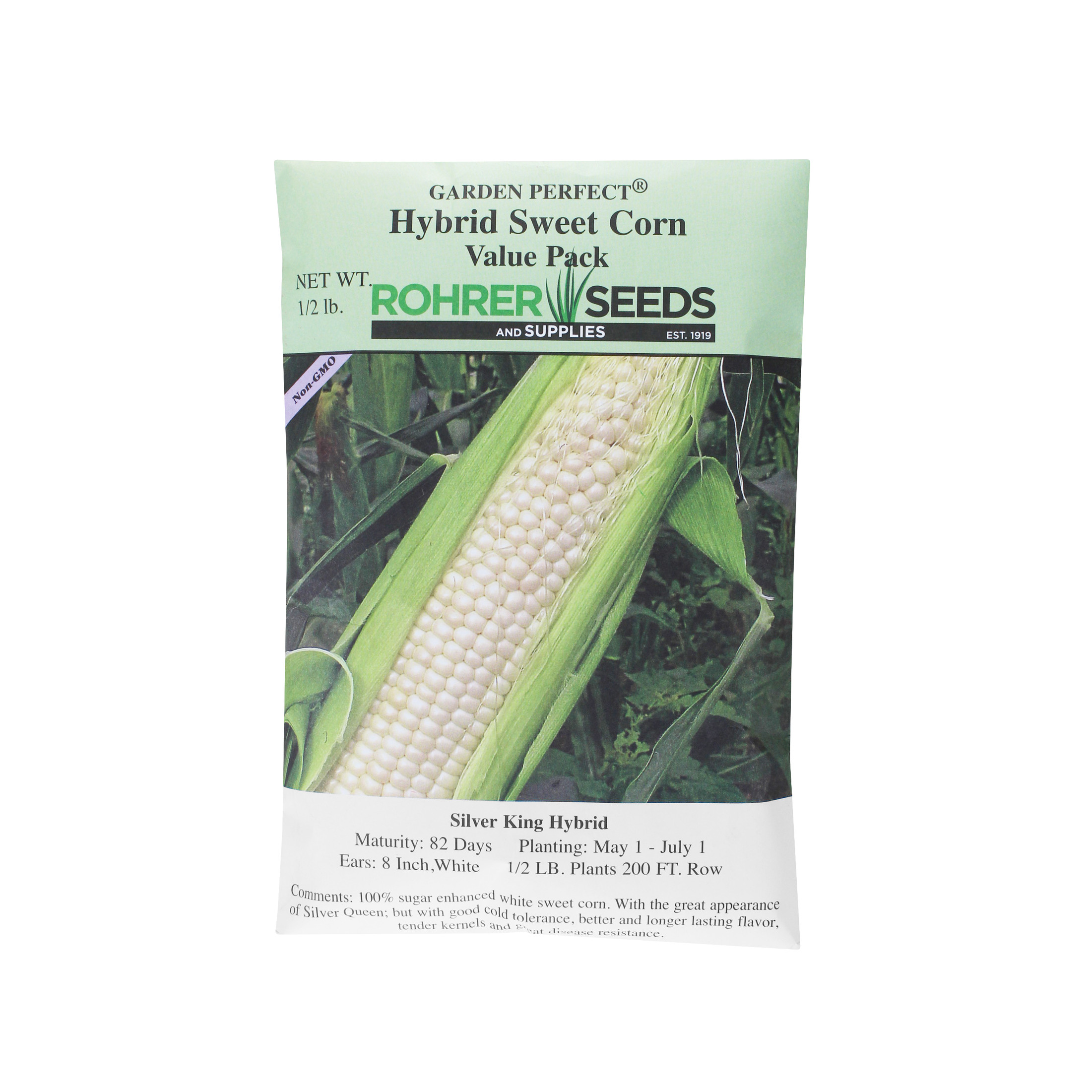 Rohrer Seeds Silver King Hybrid Sweet Corn Value Pack, 0.5lb Packet, Plants 200ft Row