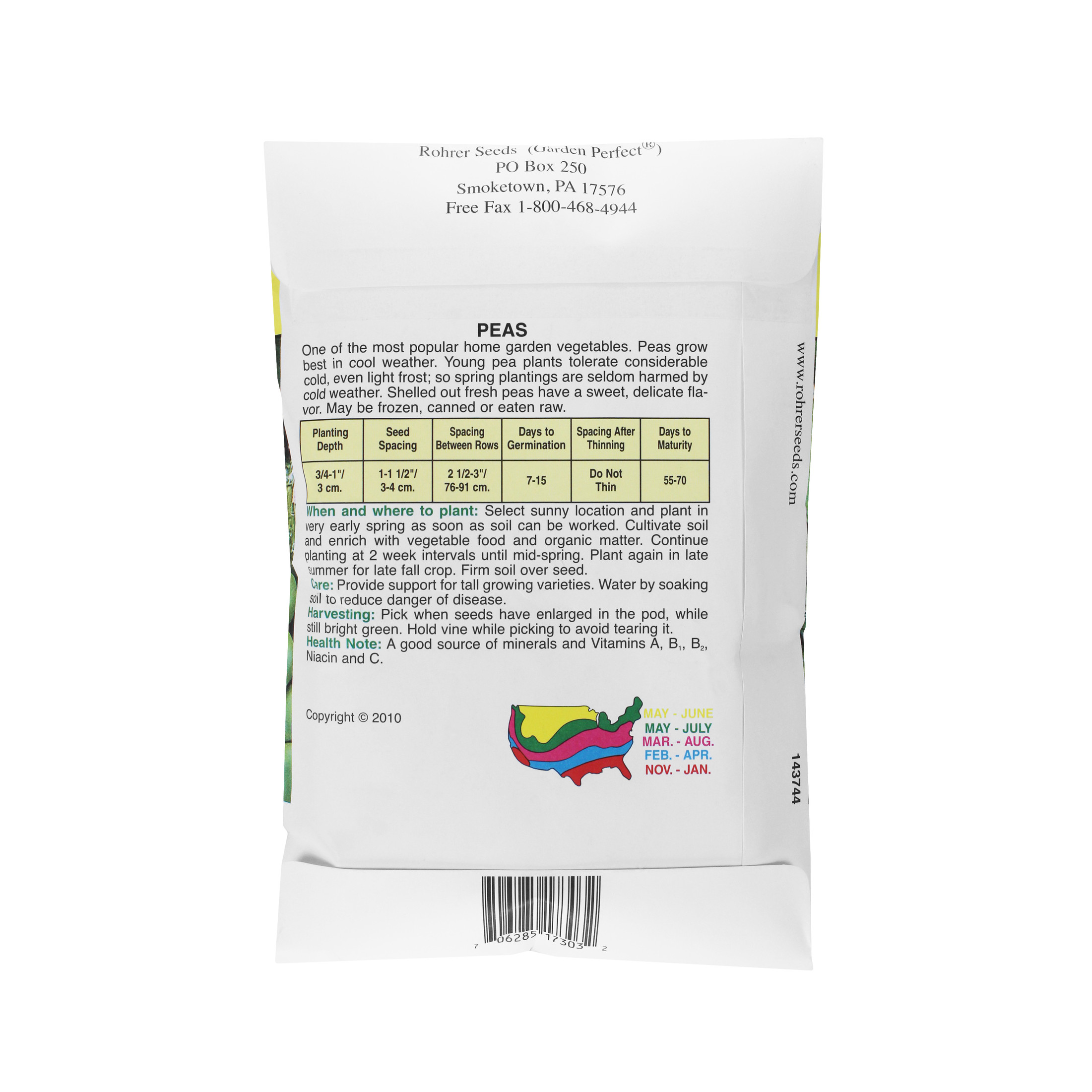 Rohrer Seeds Strike Peas Super Value Pack, 1 lb Packet, Sows 100-ft Row