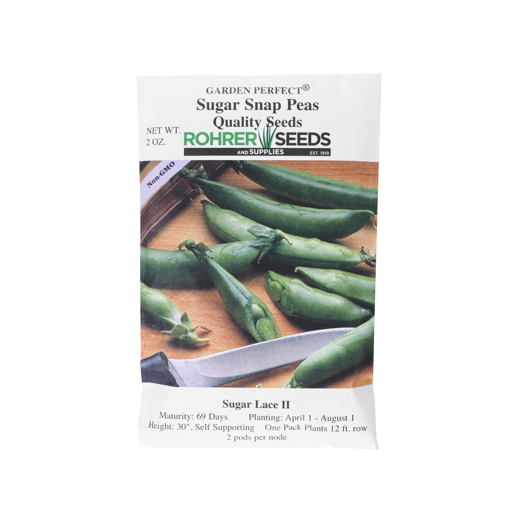 Rohrer Seeds Sugar Snap Peas Sugar Lace II, 2oz Packet, Plants 12ft Row