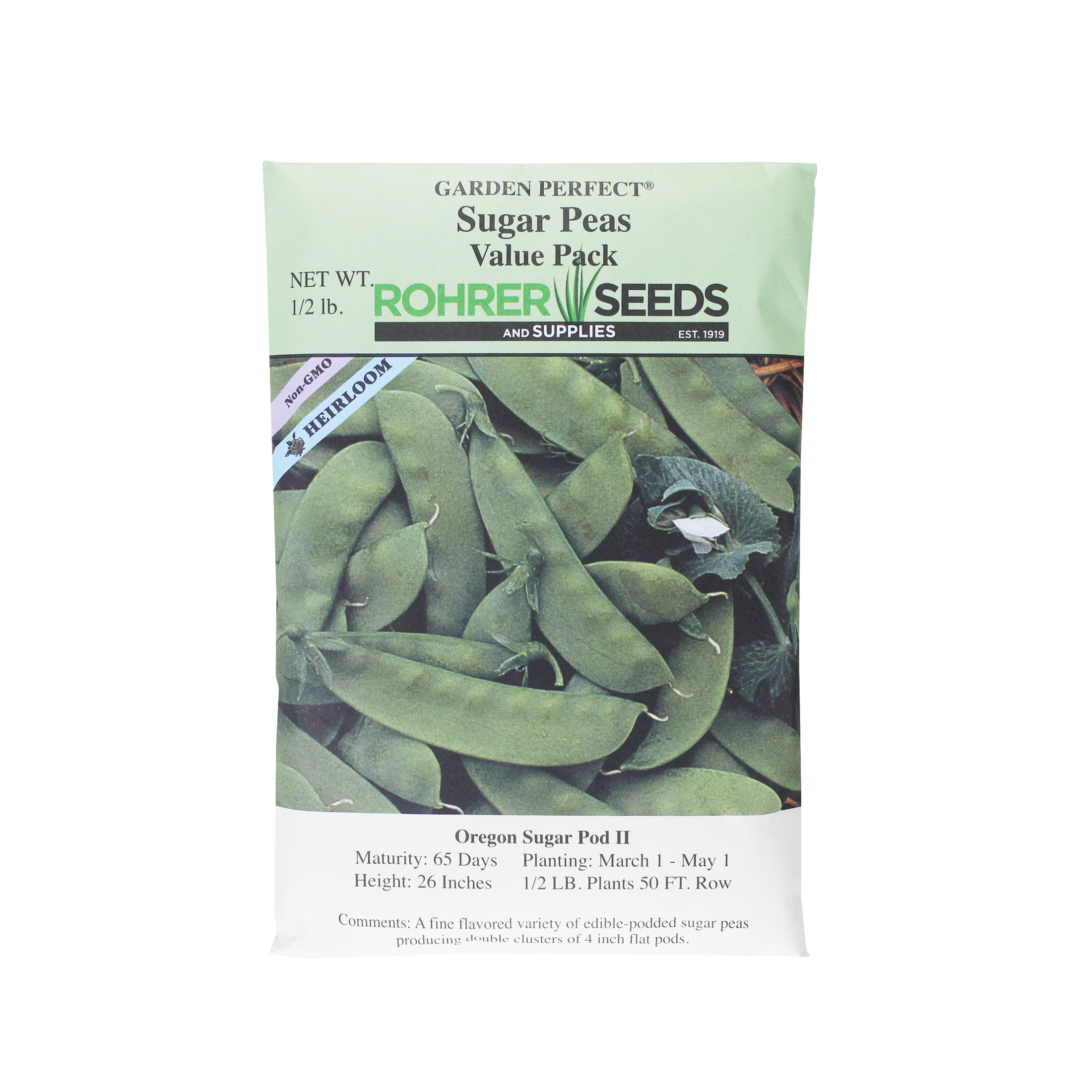 Rohrer Seeds Sugar Peas, Oregon Sugar Pod II, 0.5lb Packet, Plants 50ft Row