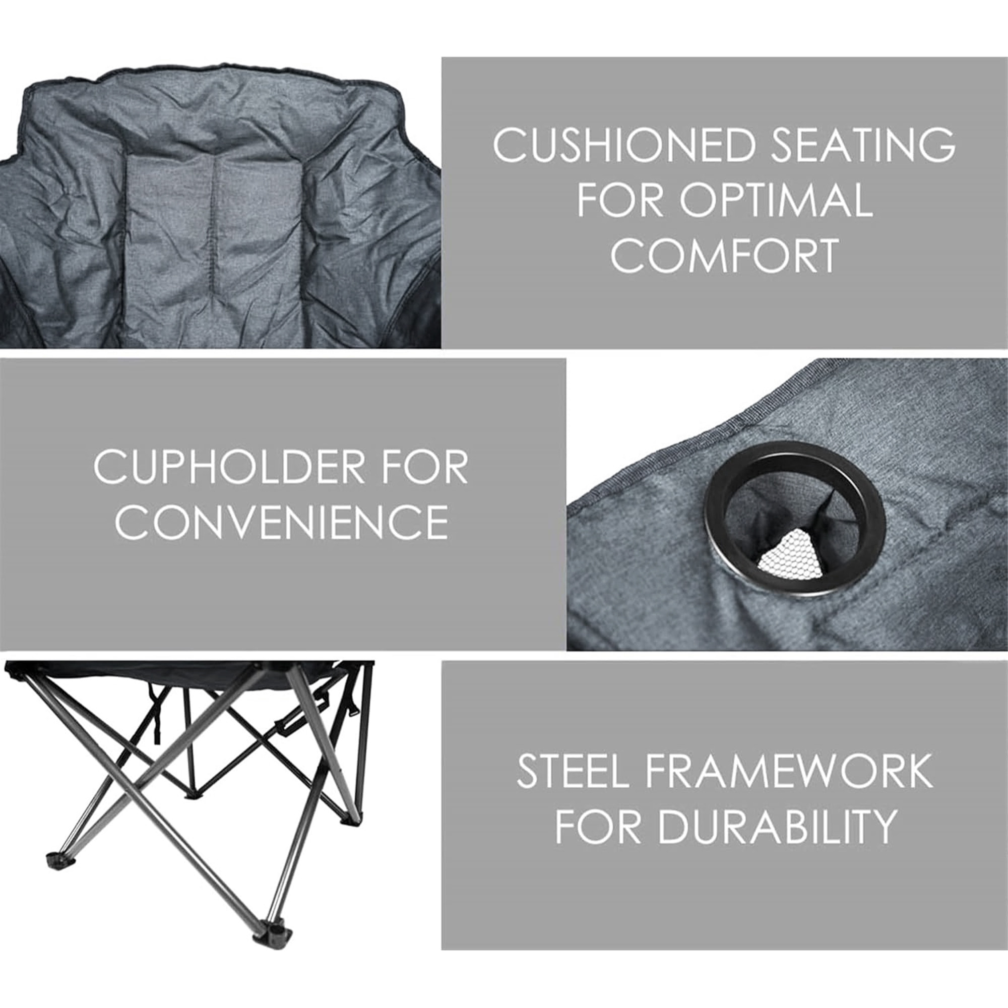 Zenithen Limited Alternative Club Portable Folding Outdoor Camping Chair, Gray