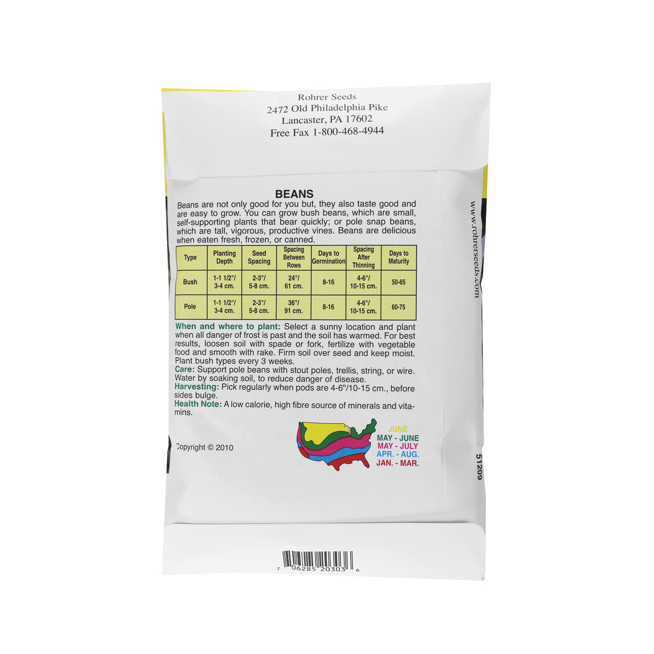 Rohrer Seeds Stringless Bush Beans, Strike Variety, 1 Pound Bag