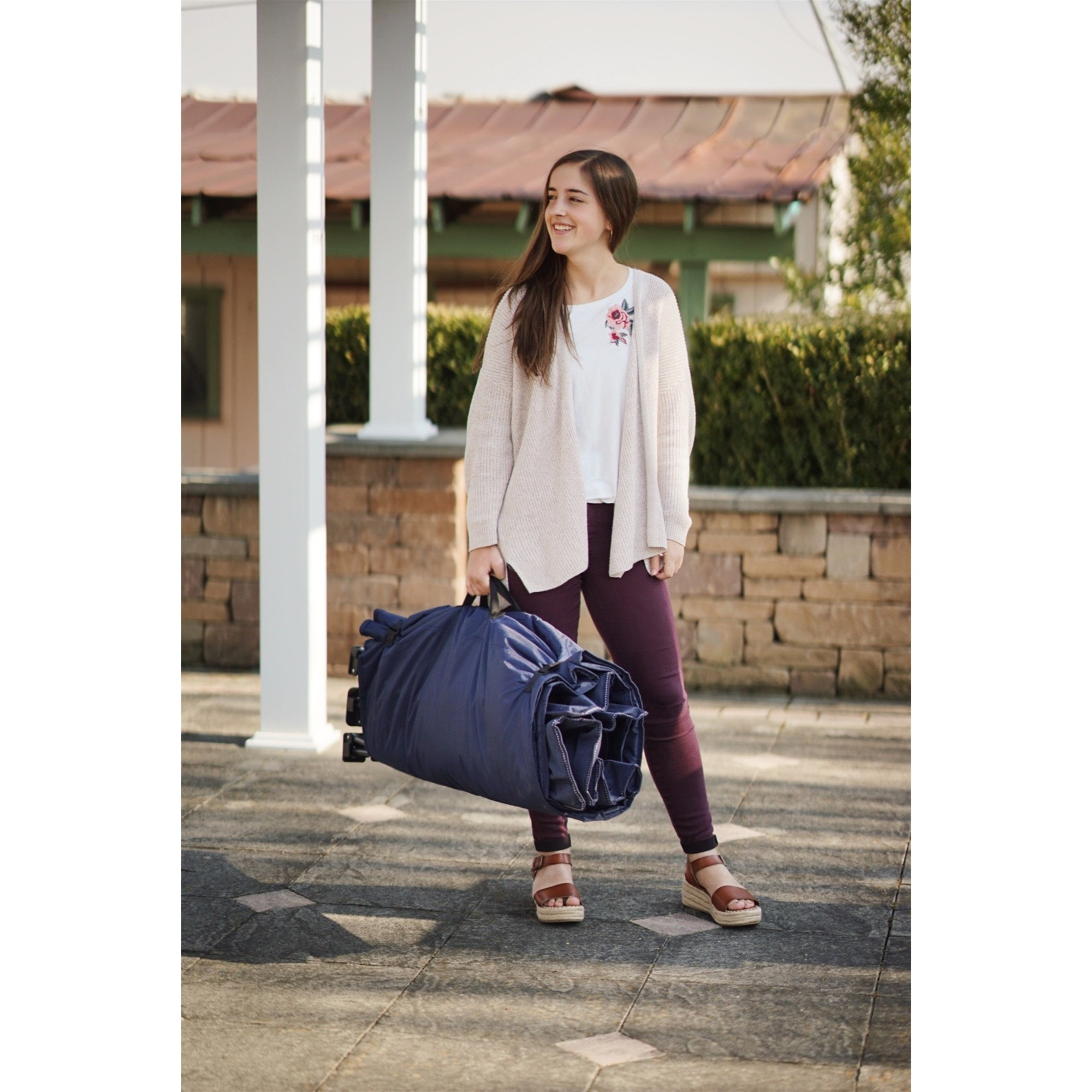 Zenithen Limited Blue Self Enclosing Portable Cot with Padding, Dark Blue, 78"