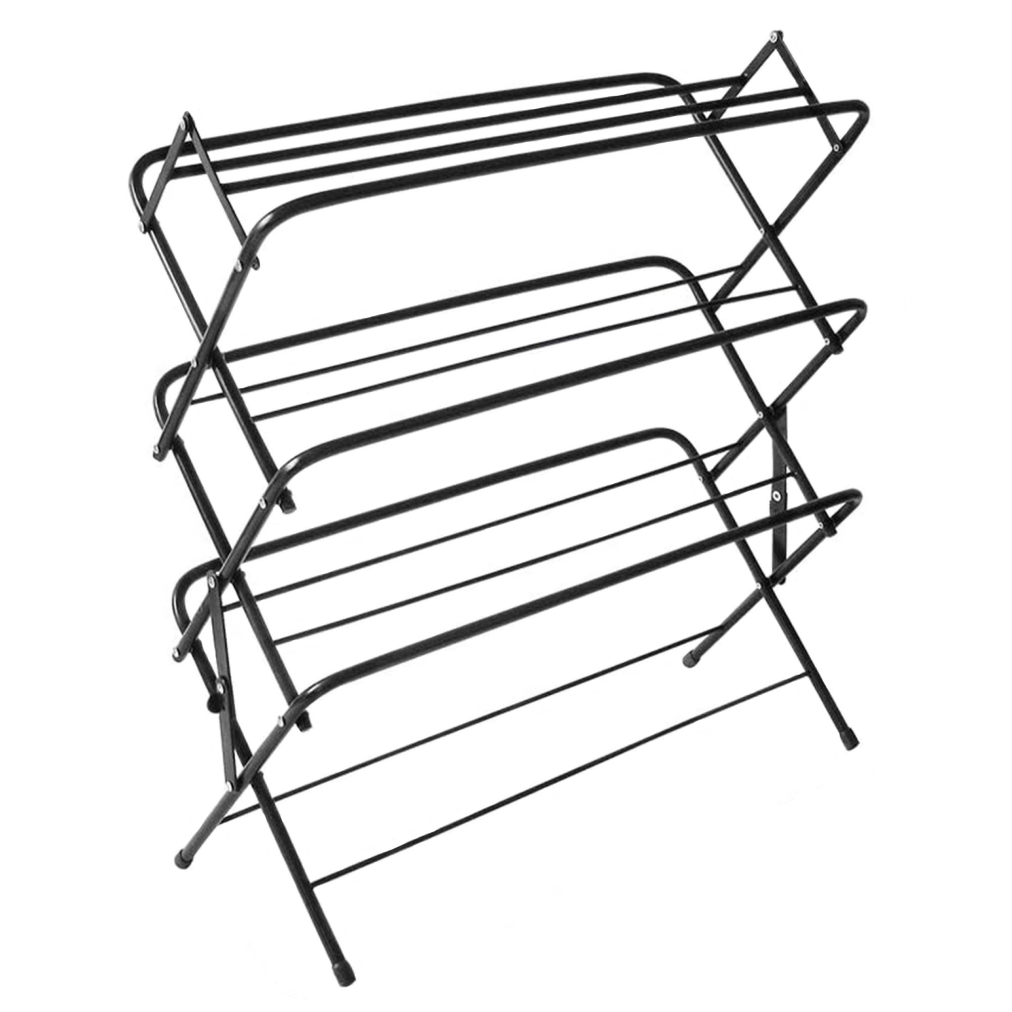 Zenree 4-Tier Foldable Metal Shoe Rack Organization Shelves, Matte Black