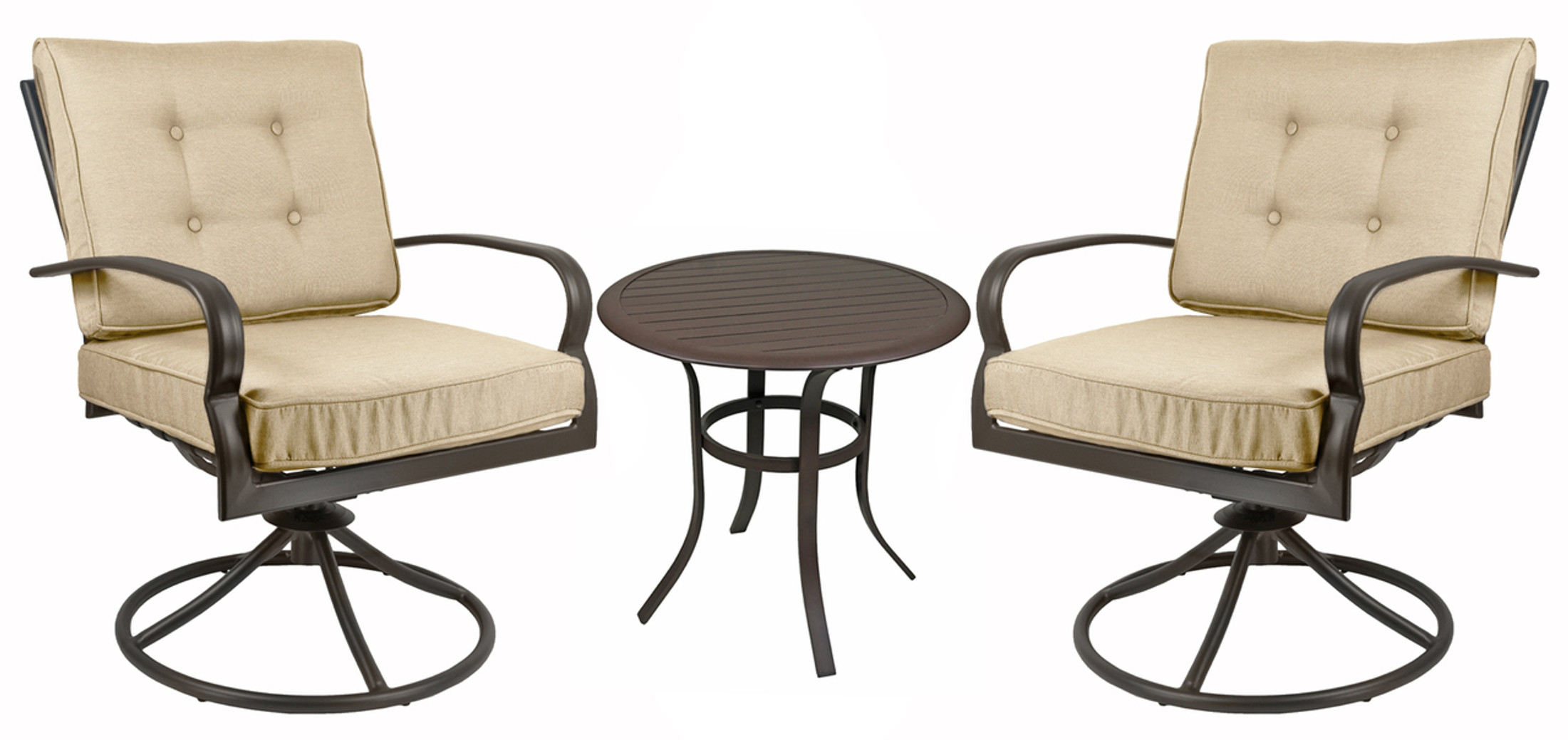 Courtyard Creations Bellevue 3-Piece Swivel Chair Bistro Set - Espresso Brown