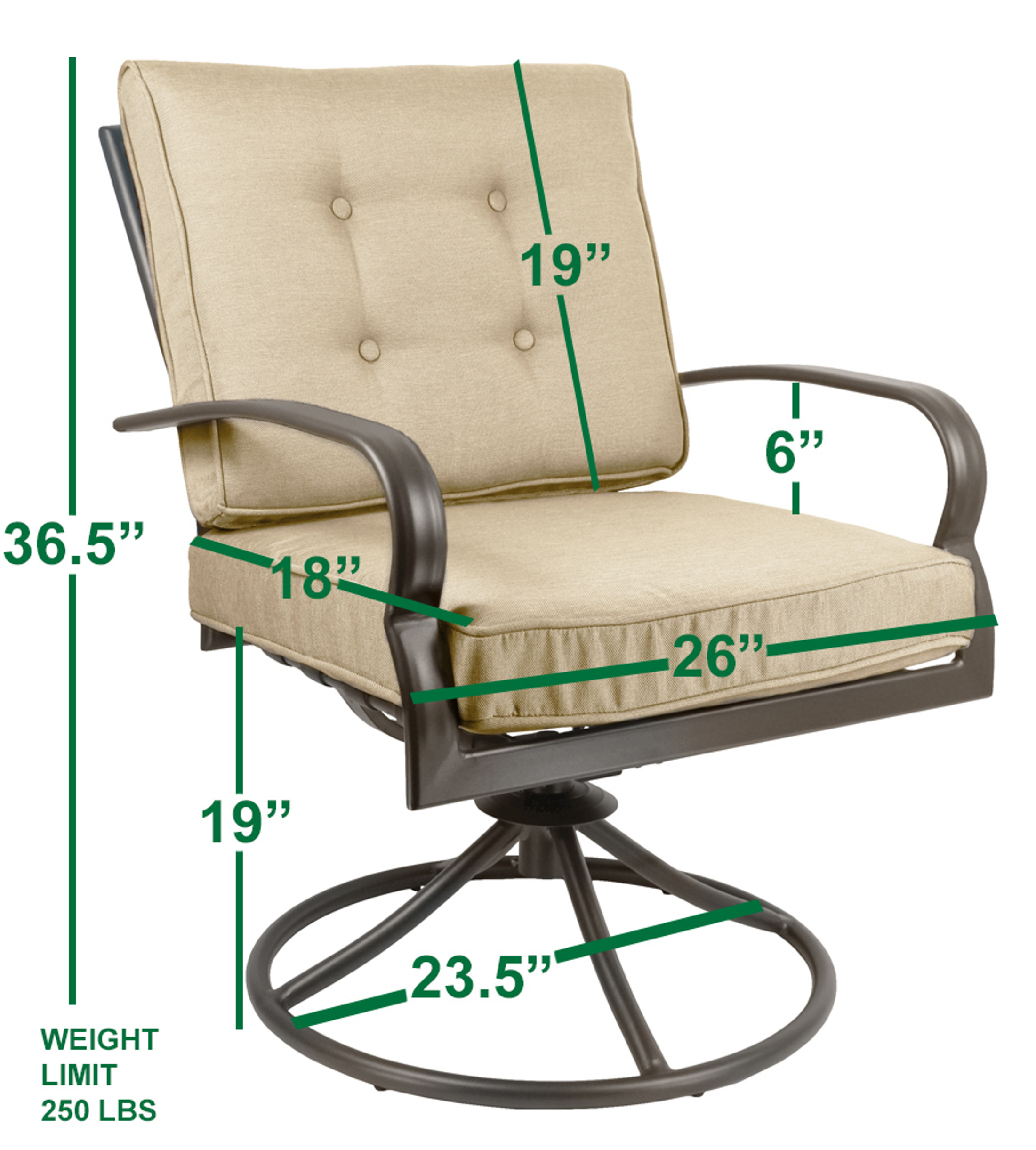 Courtyard Creations Bellevue 3-Piece Swivel Chair Bistro Set - Espresso Brown