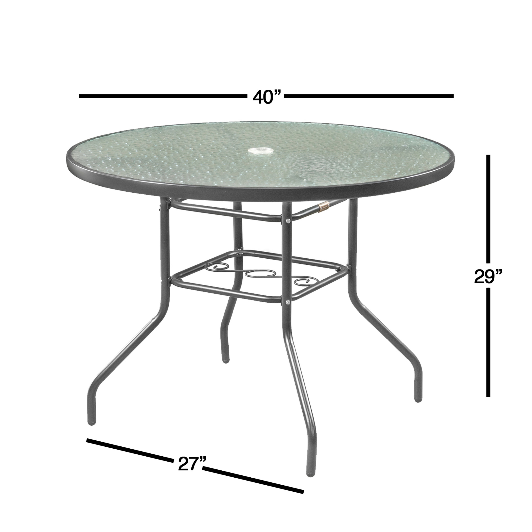 Garden Elements Sienna Outdoor Collection 5 Piece Patio Set, Glass Top Steel Table and 4 Chairs (Gray)