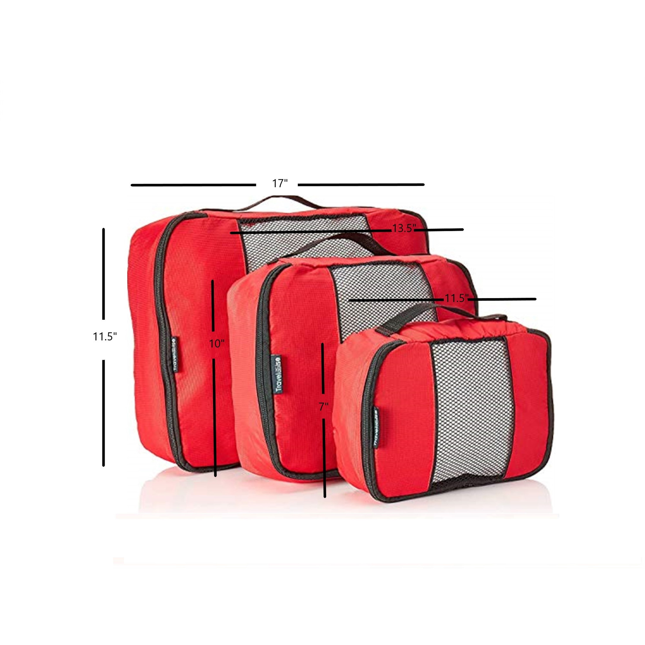 TravelWise Luggage Packing Organization Cubes 3 Pack, Red