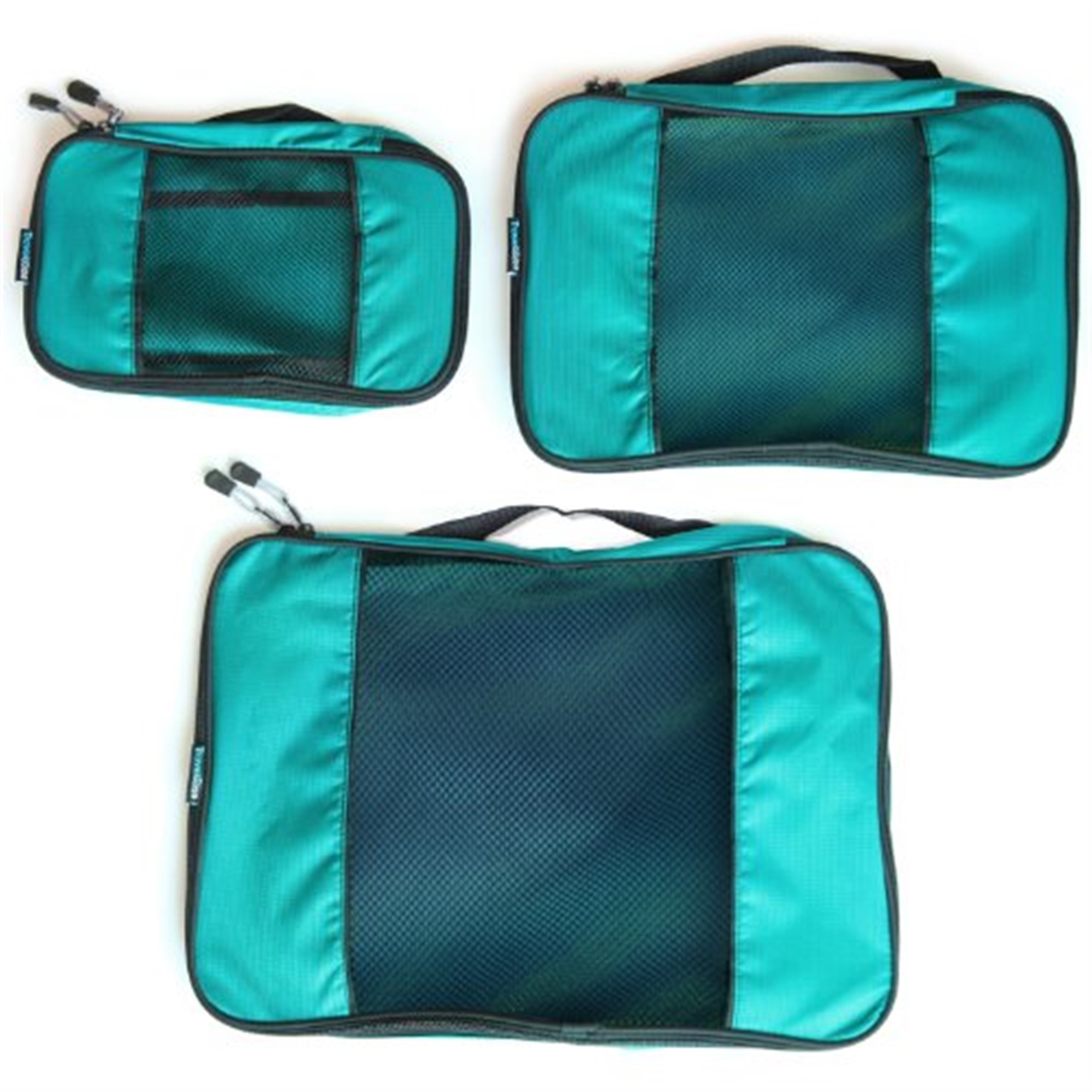 TravelWise Luggage Organizing Packing Cube Set – Zippered Mesh Bags, Teal, 3 Sizes