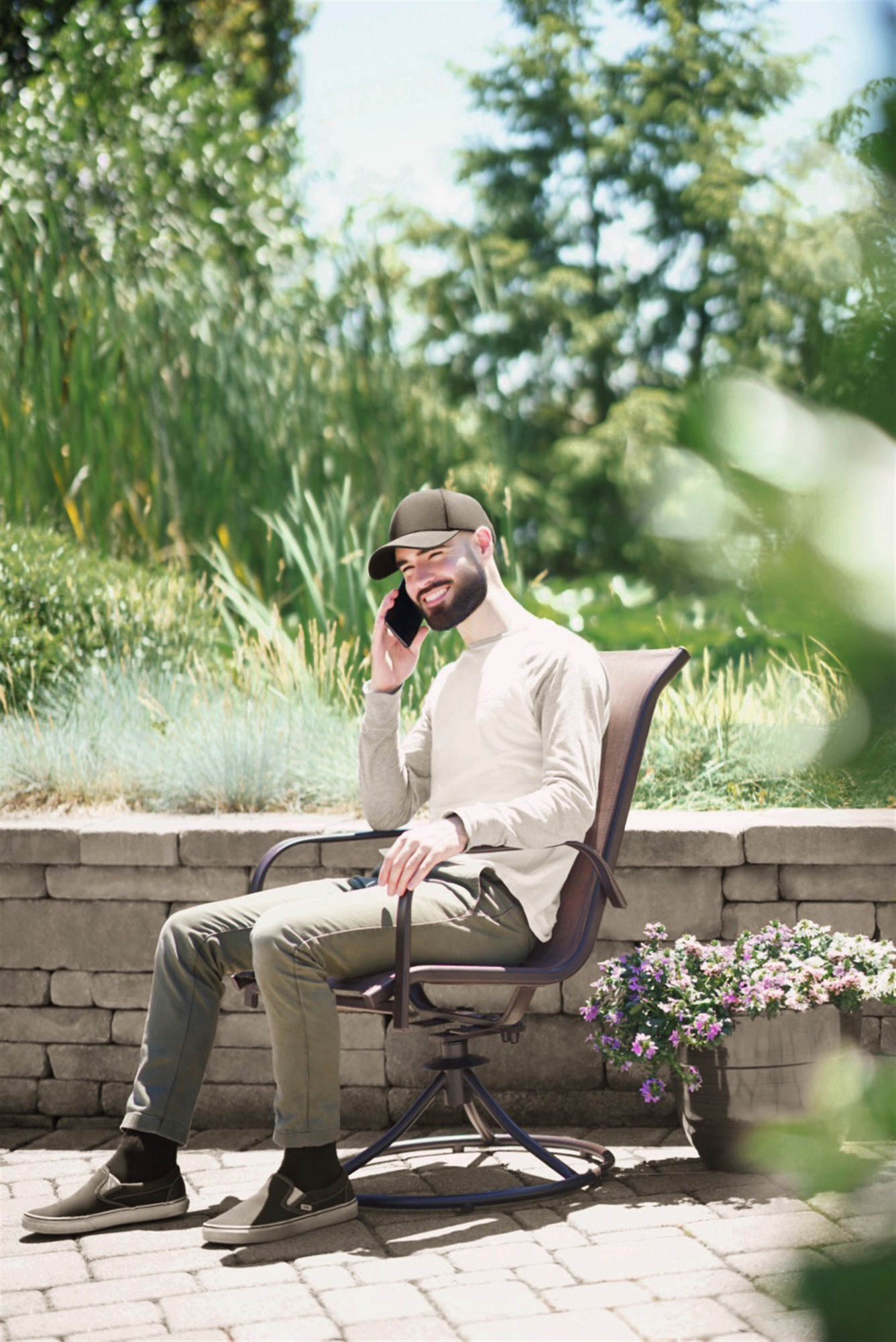 Garden Elements Patio Swivel Rocker Chairs (Set of 2) – Powder-Coated Steel Frame & Breathable Fabric – Espresso