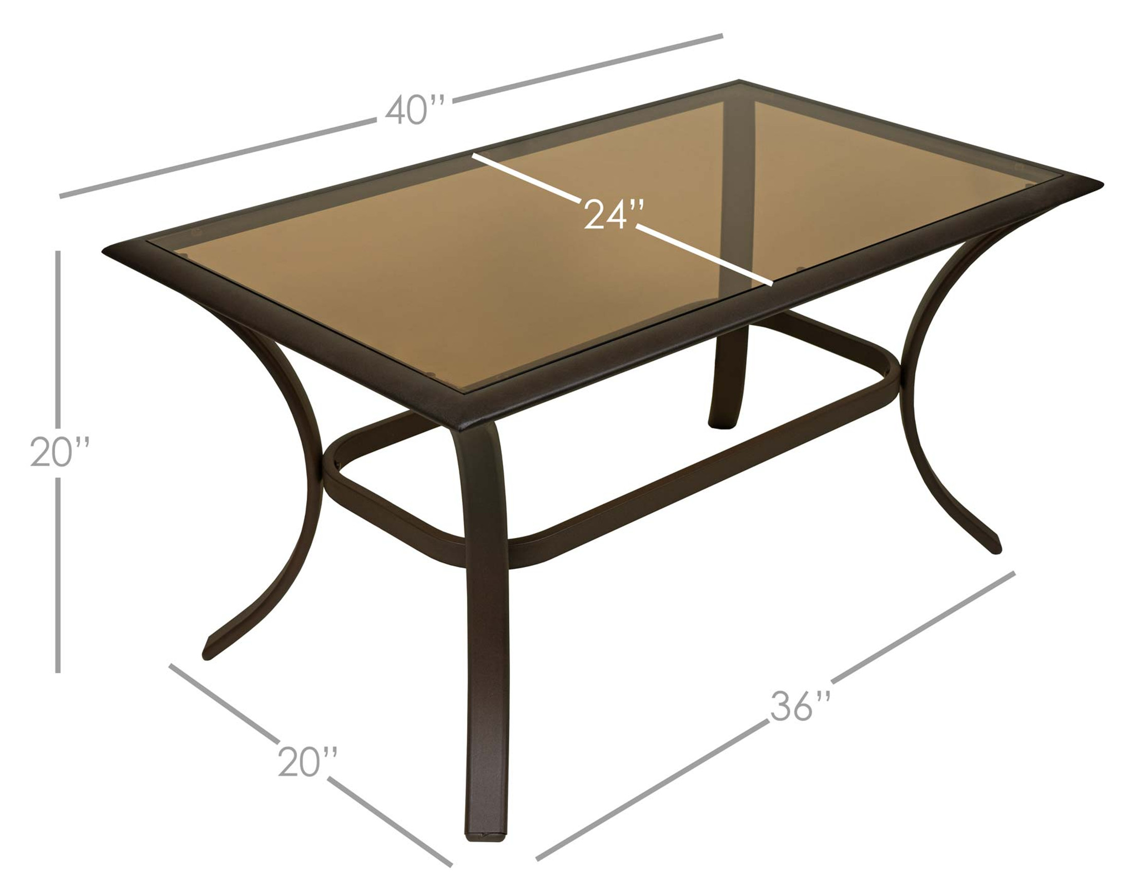 Garden Elements Bellevue Patio Glass-Top Coffee Table, Espresso Aluminum, 24x40-In.