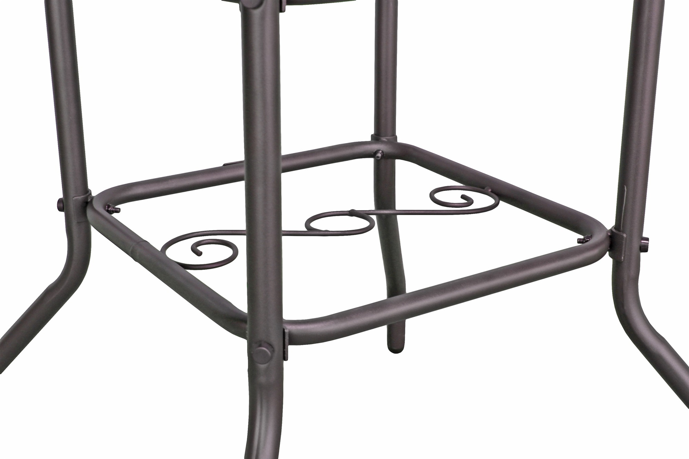Garden Elements Outdoor Dining Table Patio Furniture, Round Steel Base and Rim with Waterwave Glass Top, Brown, 40"