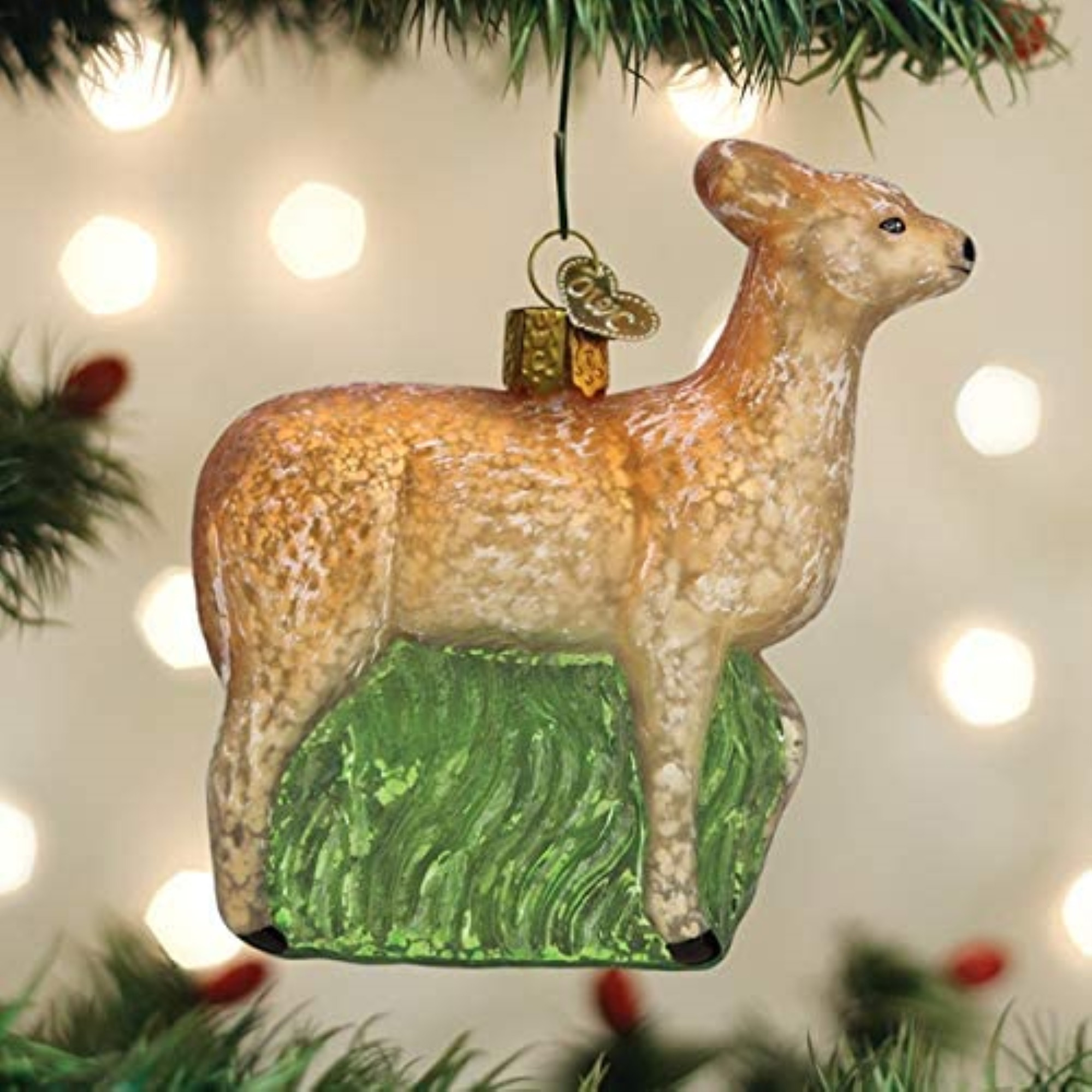 Old World Christmas Glass Blown Ornament, Doe (With OWC Gift Box)