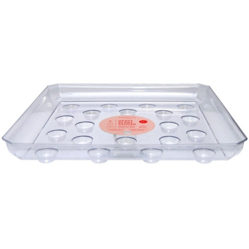 Curtis Wagner Plastics Designer Series Heavy Gauge Saucer, Footed Square, Clear — 14"