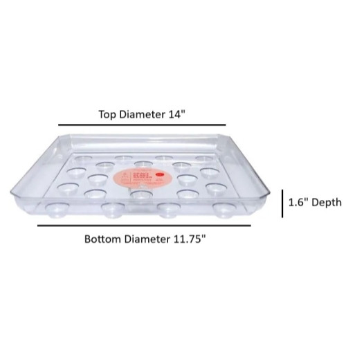 Curtis Wagner Plastics Designer Series Heavy Gauge Saucer, Footed Square, Clear — 14"