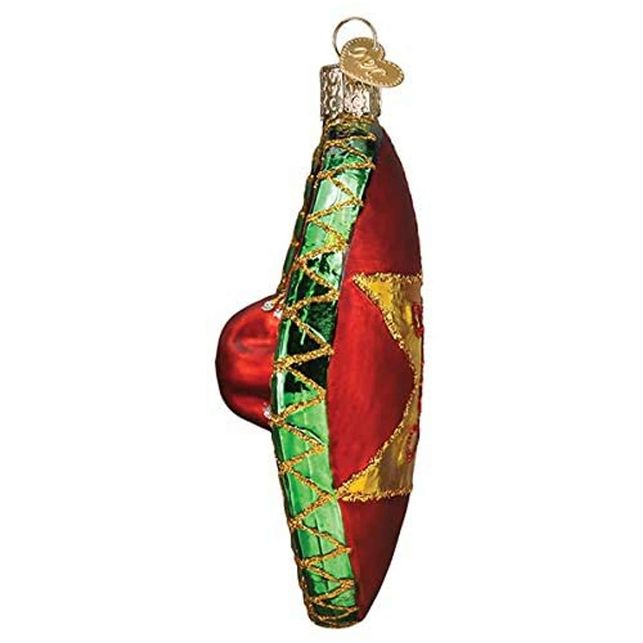 Old World Christmas Glass Blown Ornament for Christmas Tree, Sombrero (With OWC Gift Box)