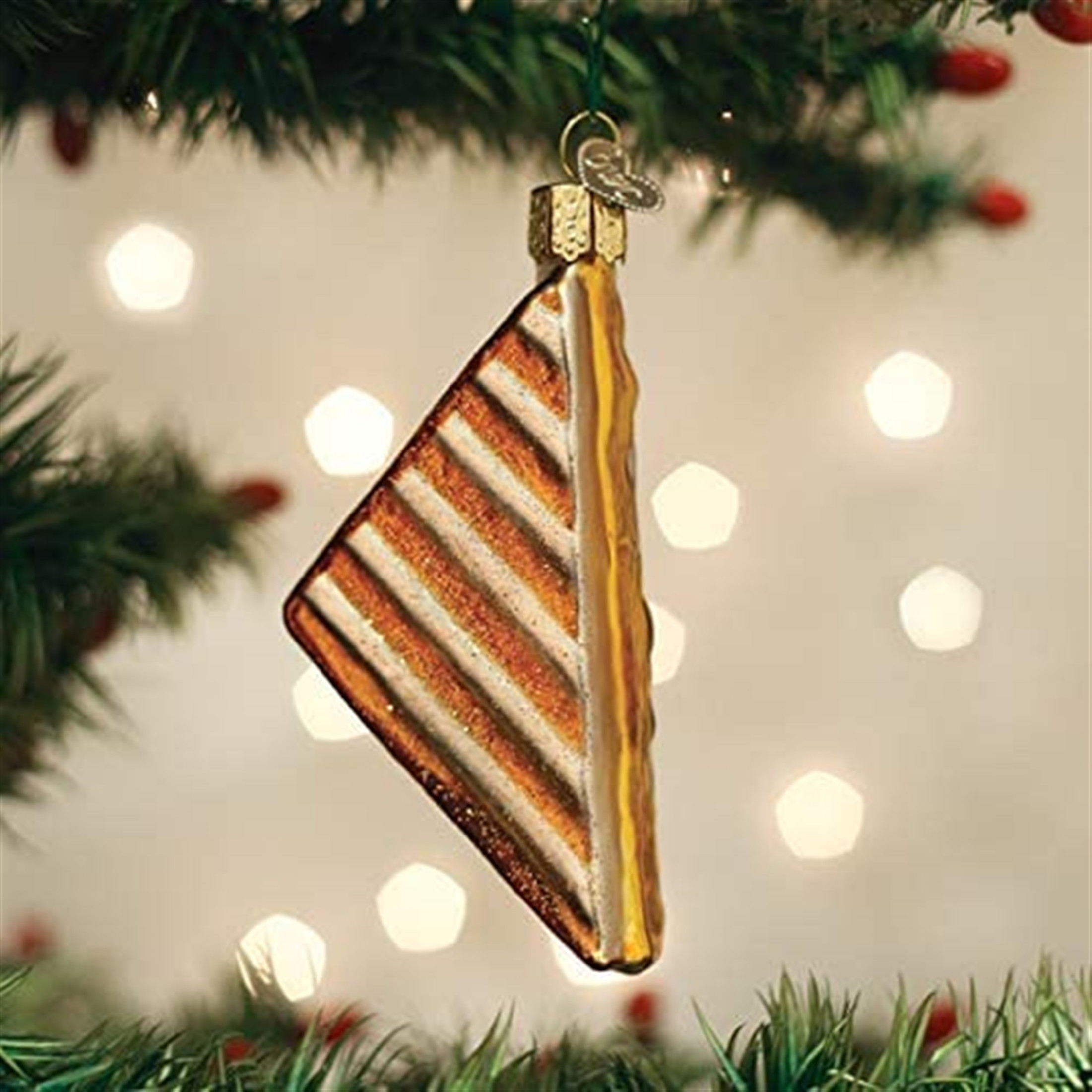 Old World Christmas Glass Blown Christmas Ornament, Grilled Cheese Sandwich (With OWC Gift Box)