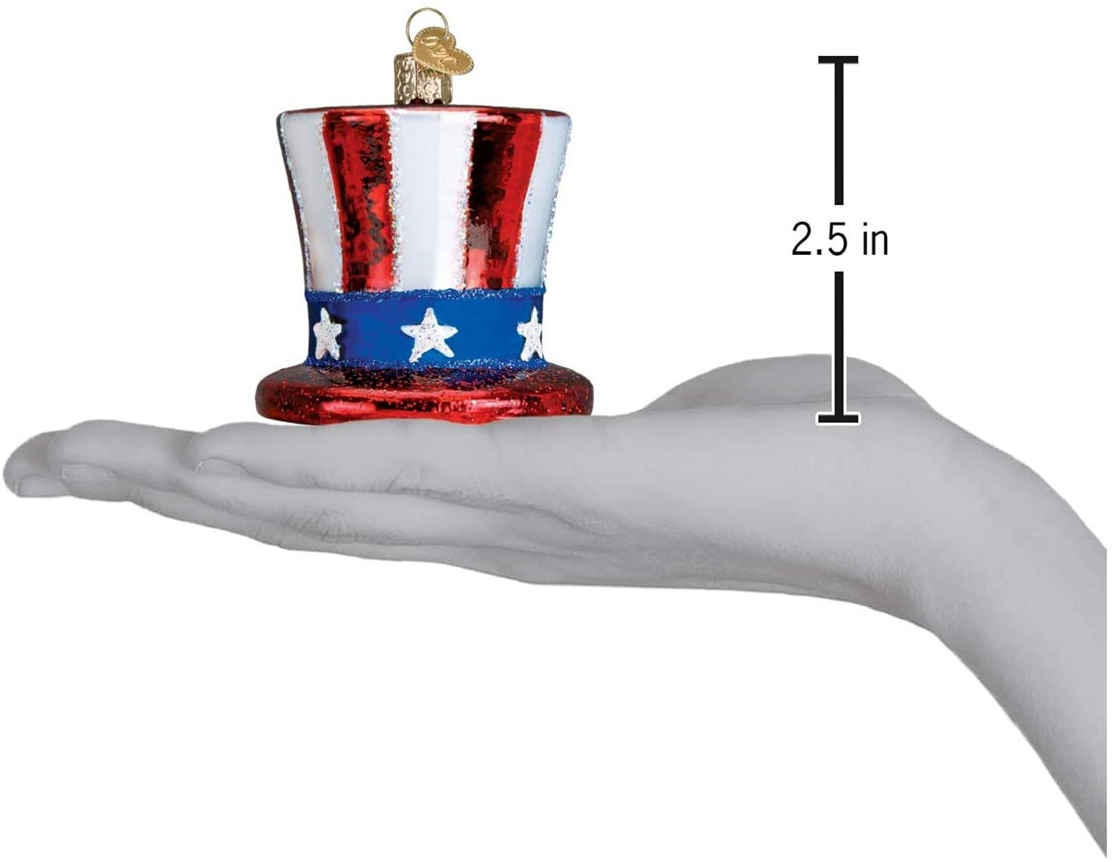 Old World Christmas Blown Glass Ornament for Christmas Tree, Uncle Sam's Hat