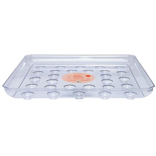 Curtis Wagner Plastics Designer Series Heavy Gauge Saucer, Footed Square, Clear — 16"