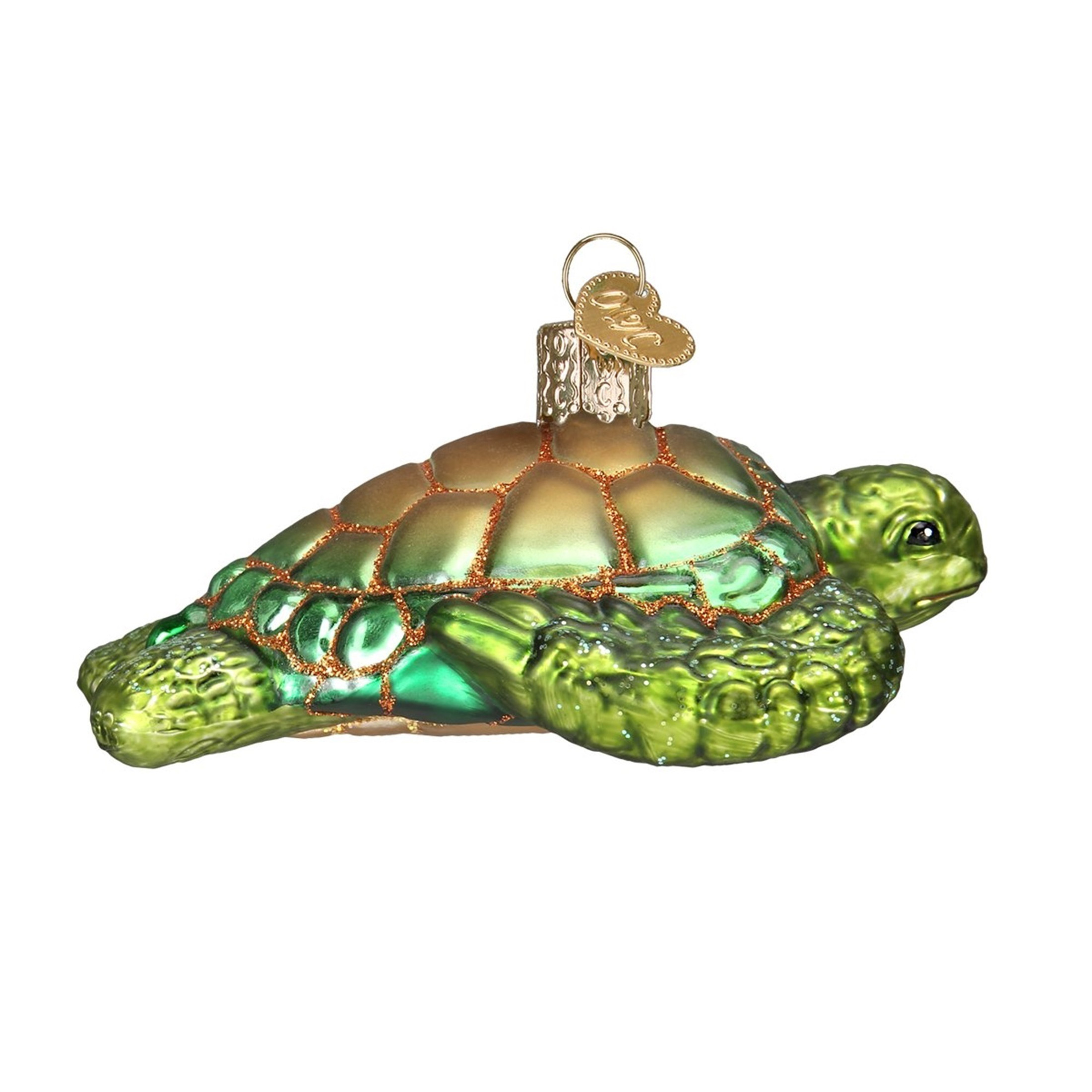 Old World Christmas Glass Blown Ornament, Green Sea Turtle (With OWC Gift Box)