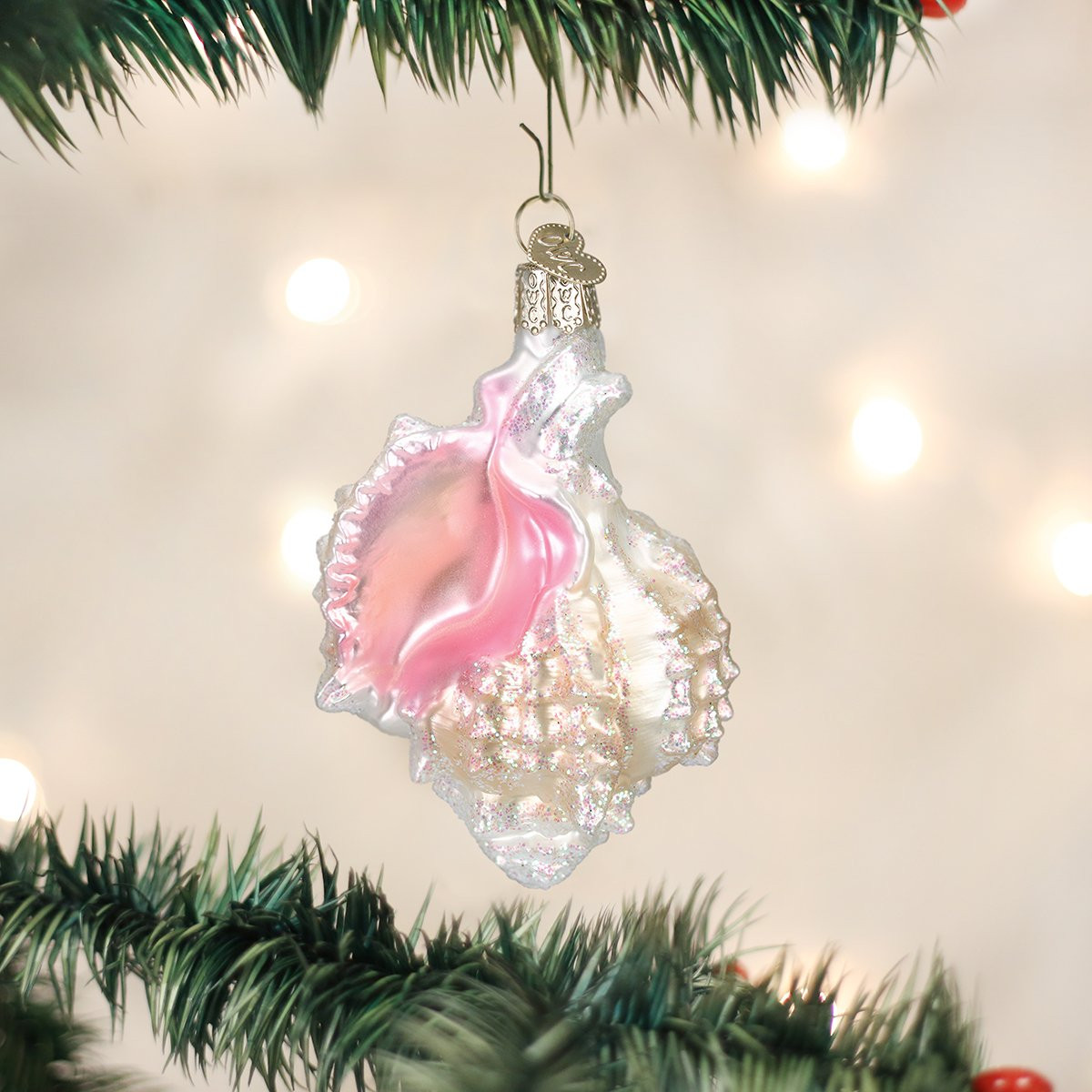 Old World Christmas Glass Blown Ornament, Mexican Seashell (With OWC Gift Box)
