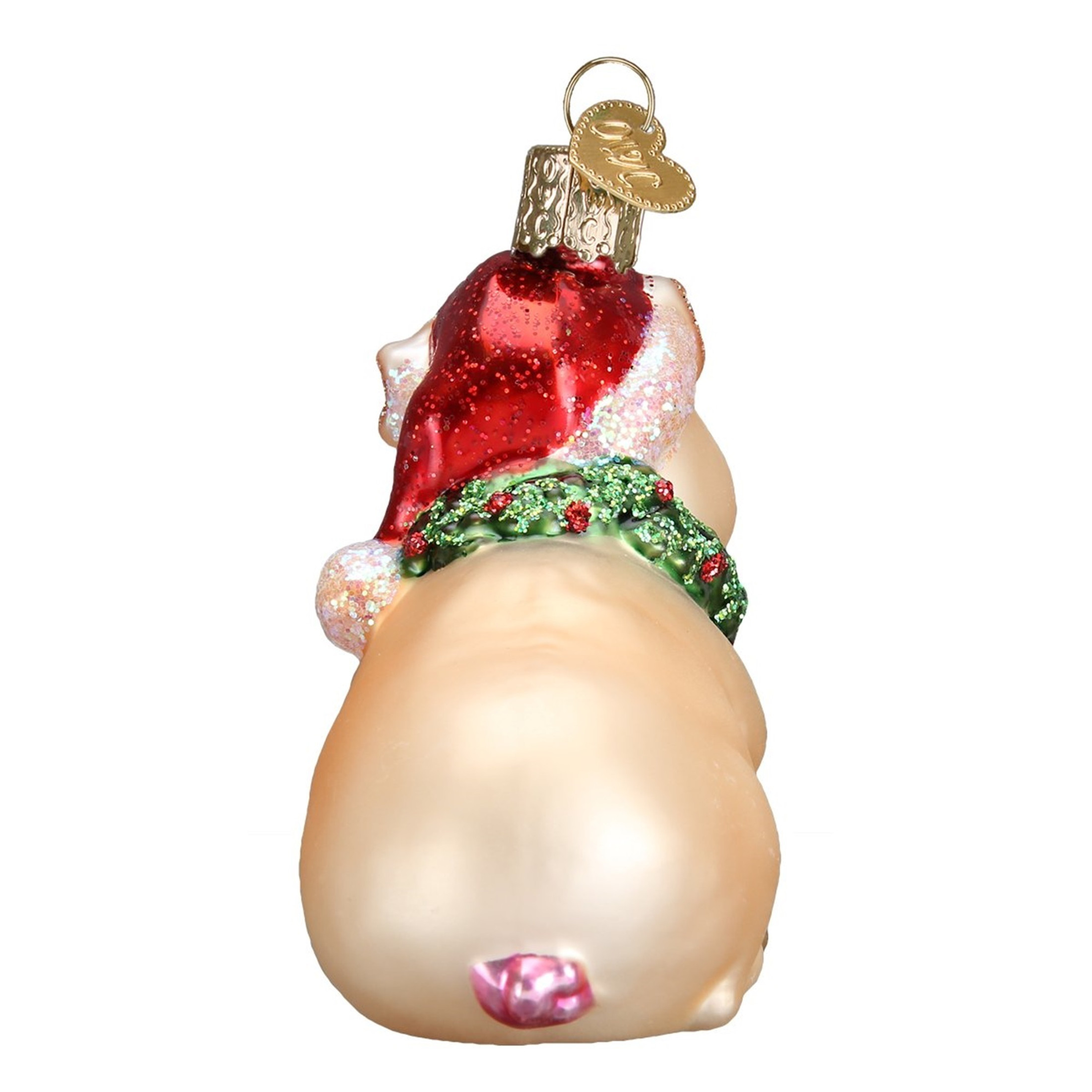 Old World Christmas Glass Blown Ornament, Holly Pig (With OWC Gift Box)