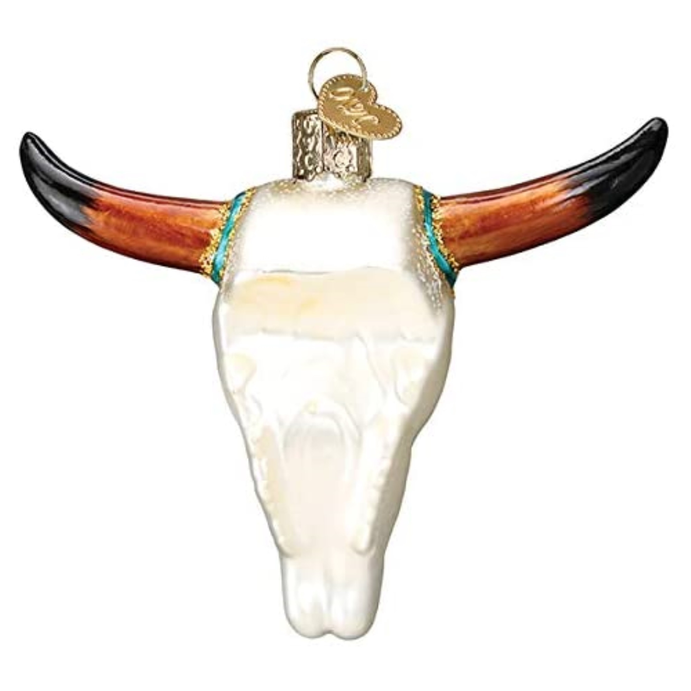 Old World Christmas Glass Blown Ornament, Southwestern Steer Skull, 4" (With OWC Gift Box)