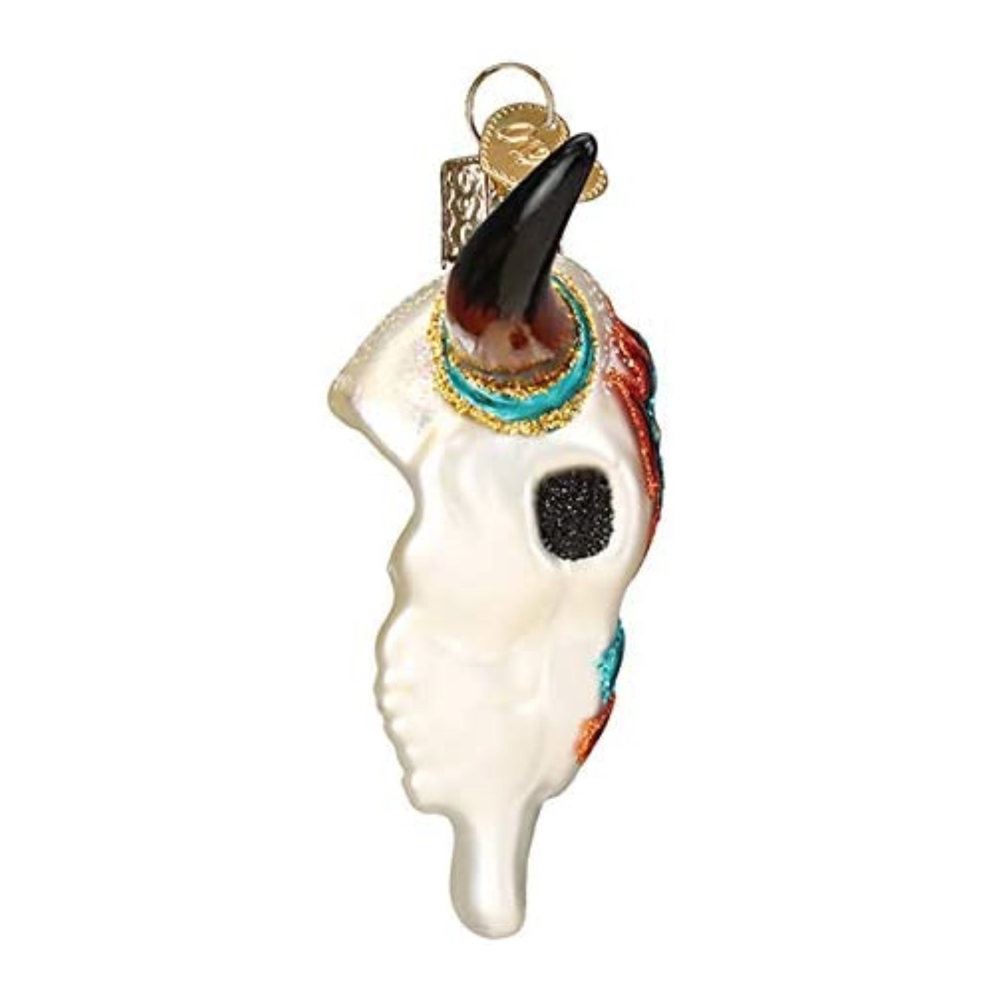 Old World Christmas Blown Glass Ornament for Christmas Tree, Southwestern Steer Skull