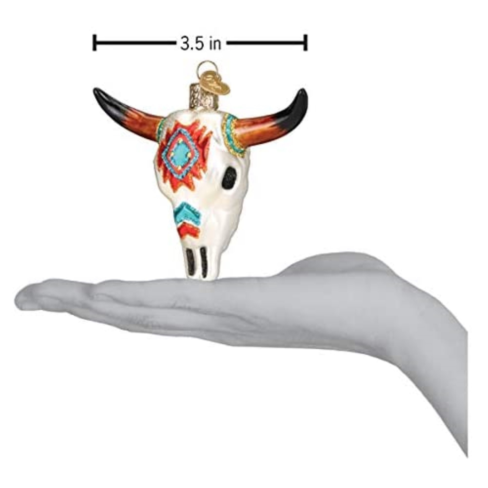 Old World Christmas Blown Glass Ornament for Christmas Tree, Southwestern Steer Skull