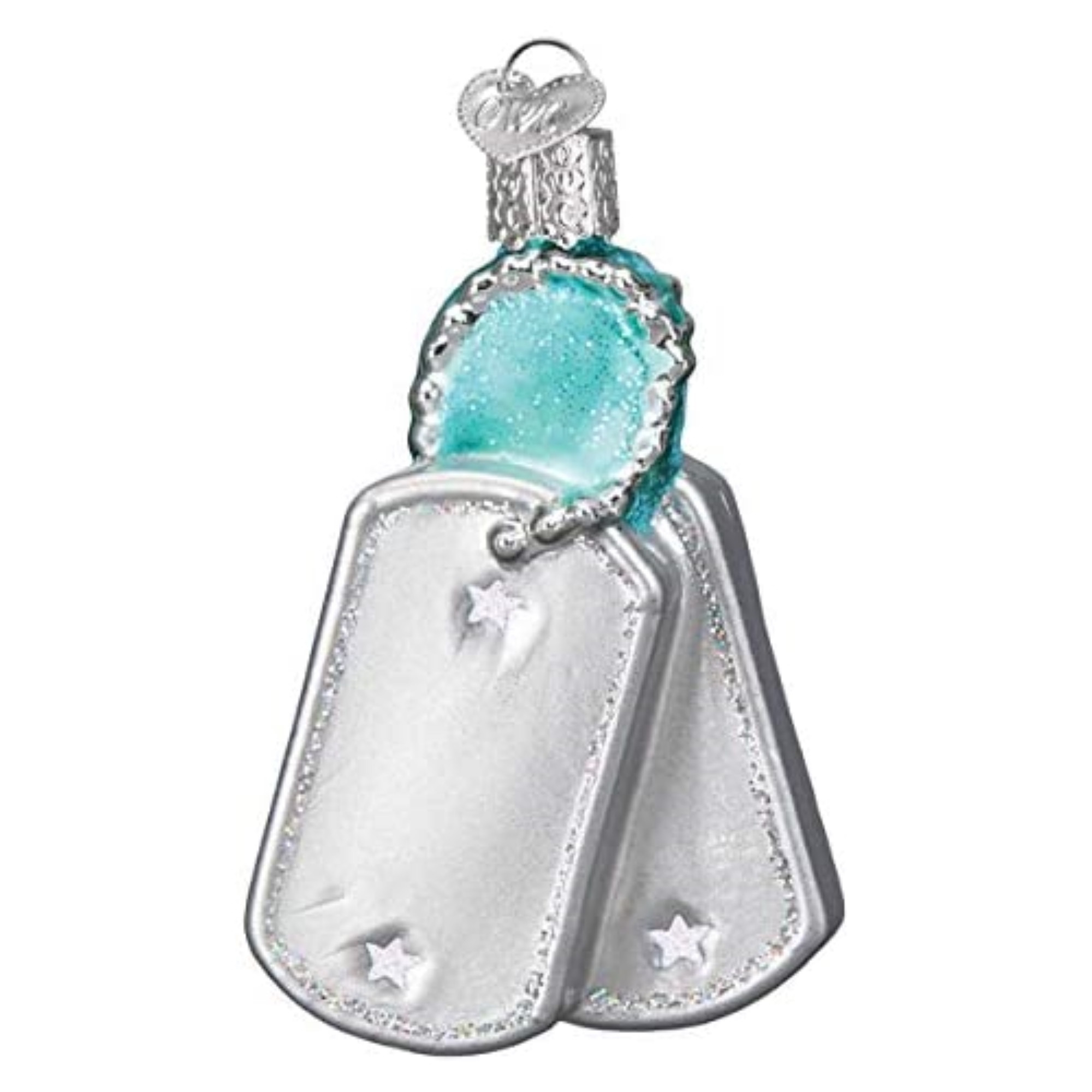 Old World Christmas Blown Glass Ornament for Christmas Tree, Military Tags