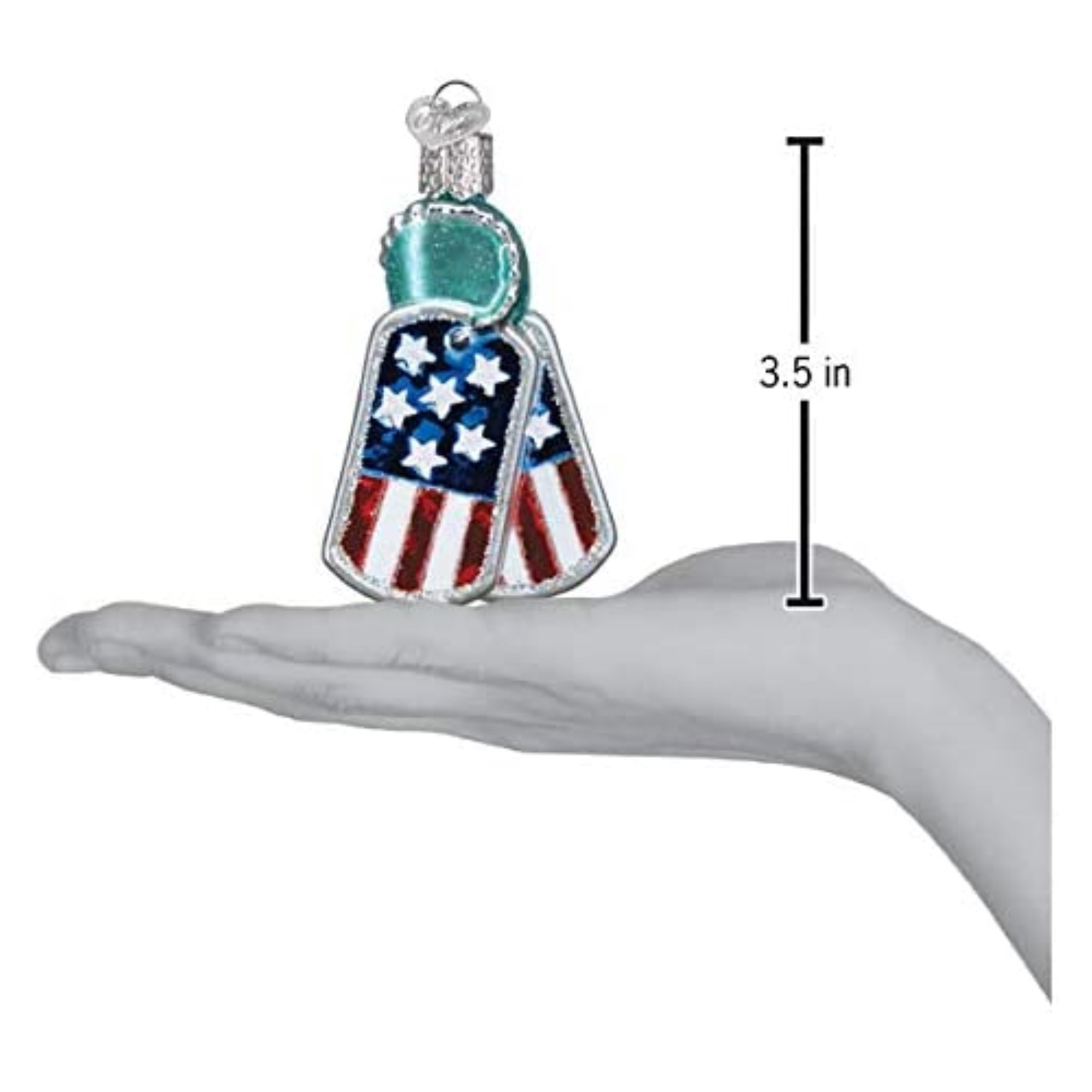 Old World Christmas Blown Glass Ornament for Christmas Tree, Military Tags