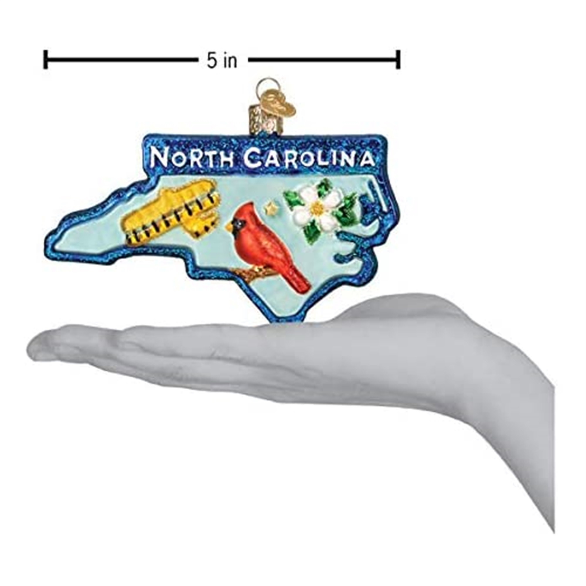 Old World Christmas Blown Glass Ornament for Christmas Tree, State of North Carolina