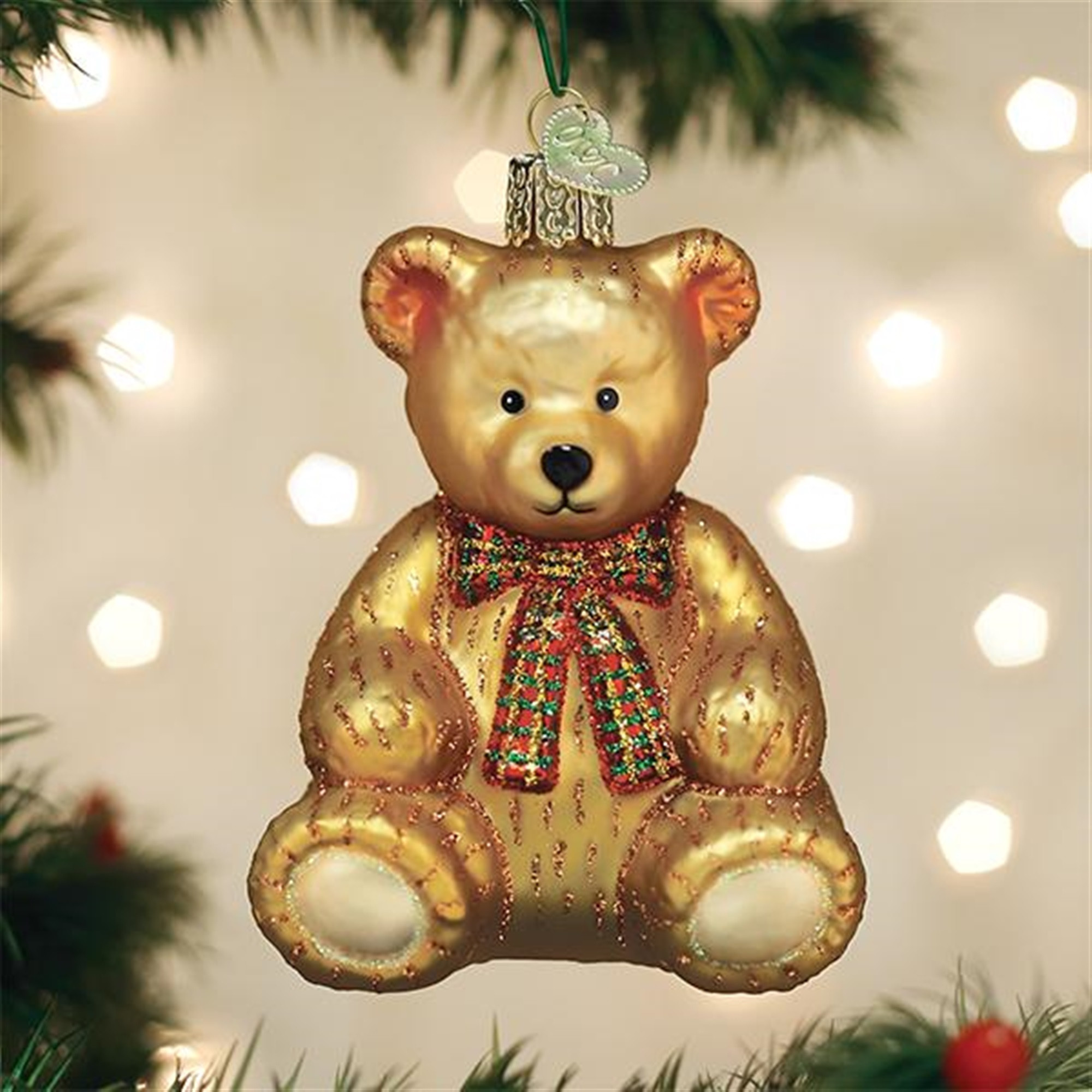 Old World Christmas Glass Blown Ornament, Teddy Bear (With OWC